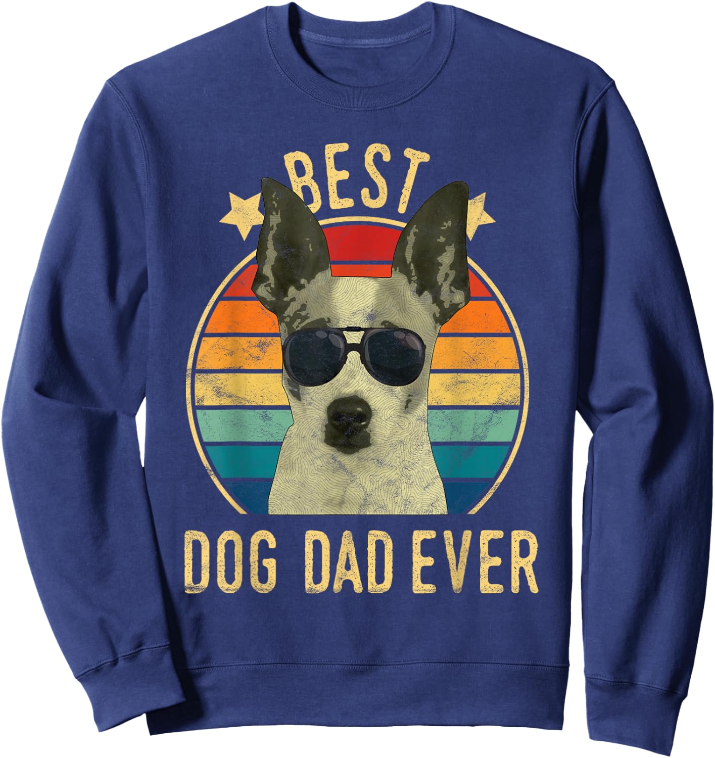 Best Dog Dad Ever Rat Terrier Father's Day Gift Sweatshirt - Sweatshirt | Navy