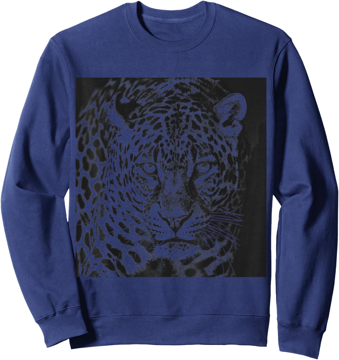 Snow Leopard Cheetah Jaguar Panther Cat Face Black Gift Sweatshirt - Sweatshirt | Navy
