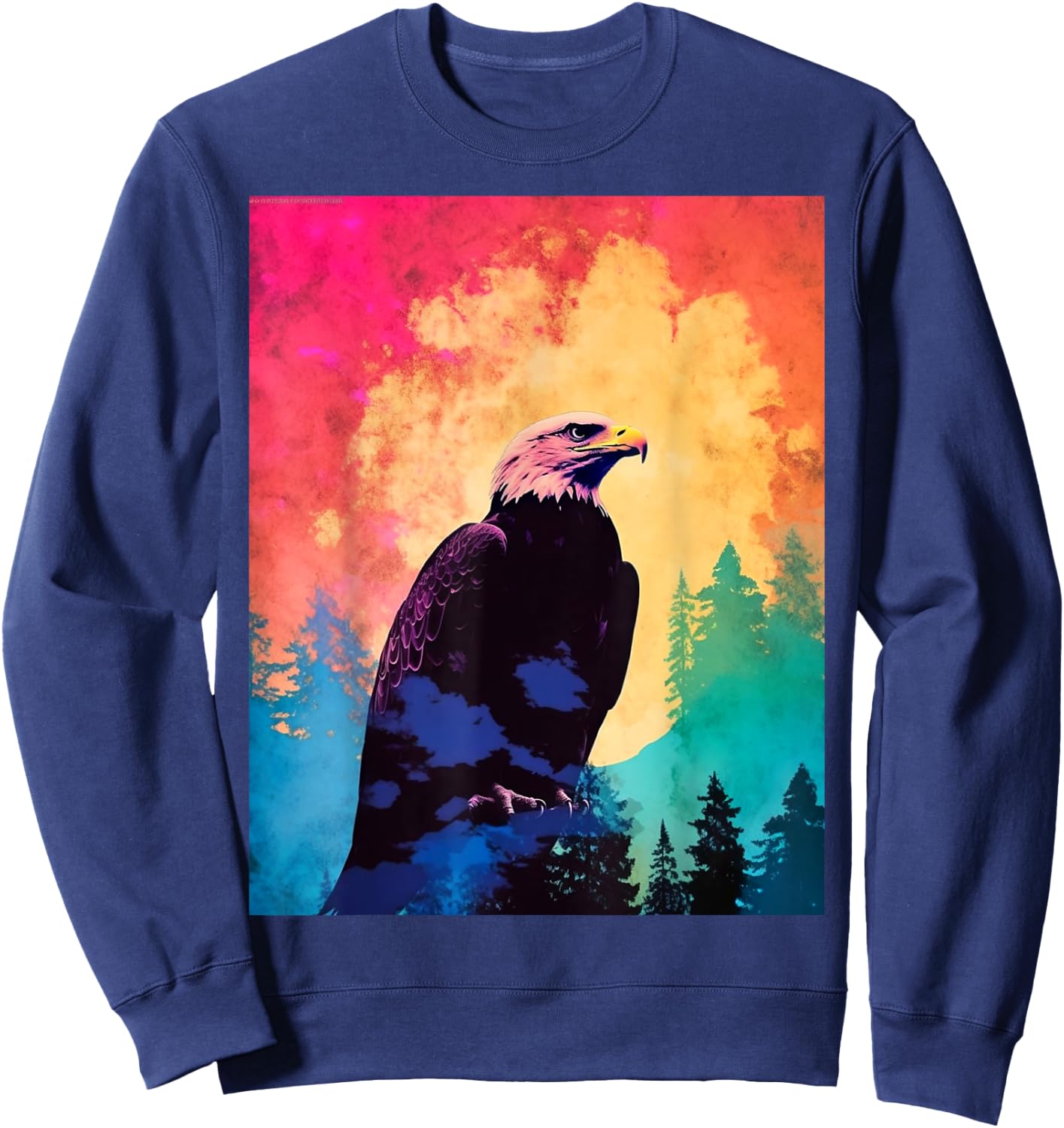 Majestic Eagle Silhouette: Freedom's Colors Sweatshirt - Sweatshirt | Navy
