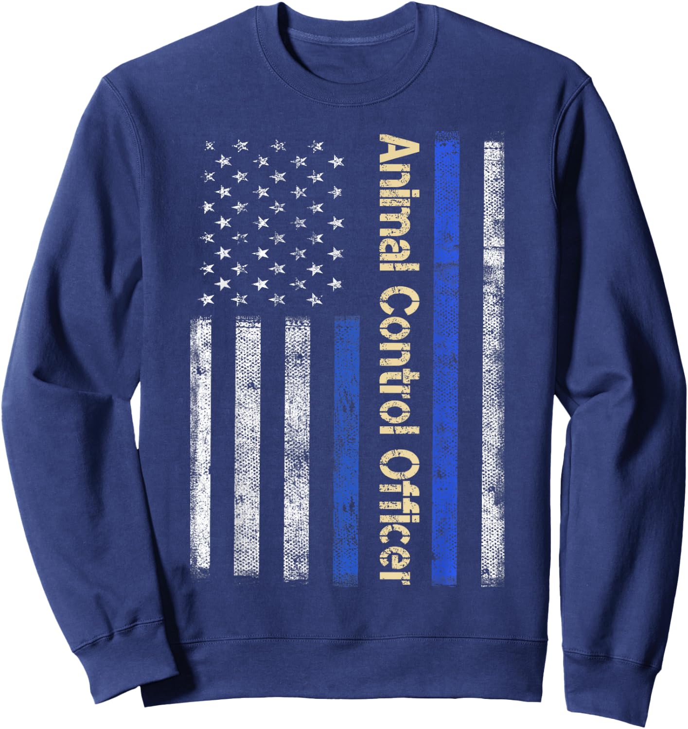 Vintage USA Animal Control Officer American Flag Patriotic Sweatshirt - Sweatshirt | Navy