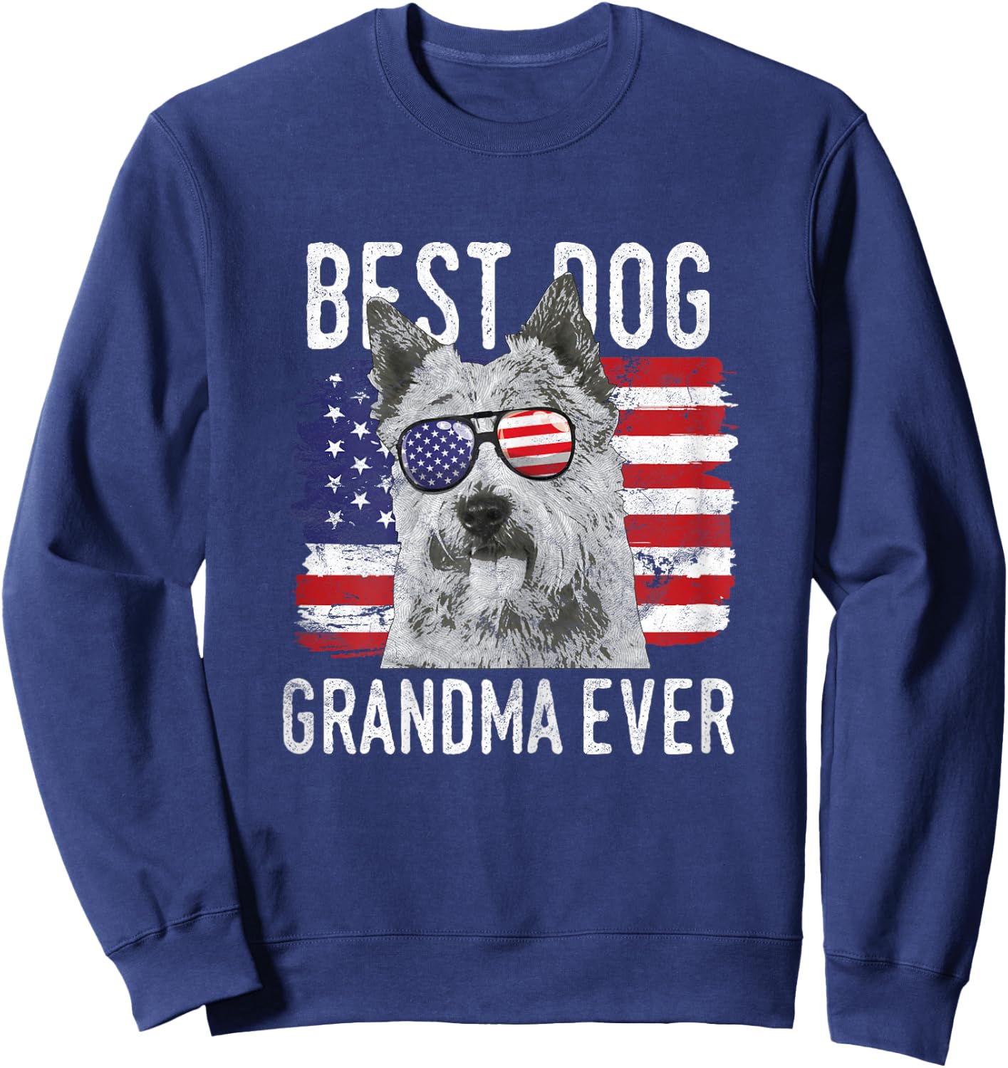 American Flag Best Dog Grandma Ever Norwich Terriers USA Sweatshirt - Sweatshirt | Navy