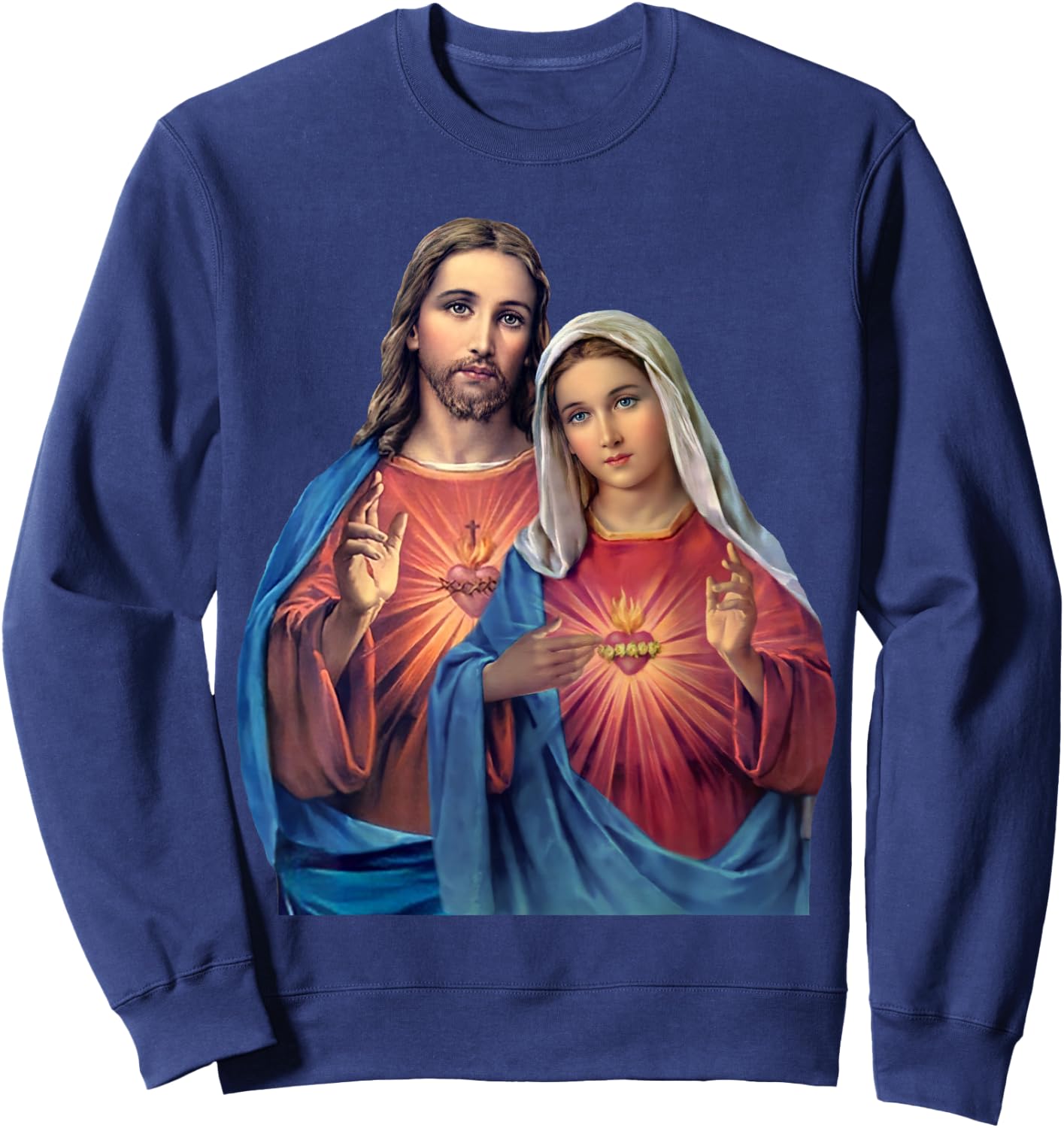 Hearts of Jesus and Mary very close together (Twin Hearts) Sweatshirt - Sweatshirt | Navy
