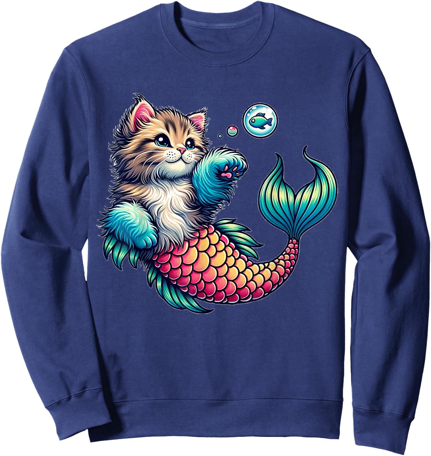 Purrmaid Cat Mermaid for Mermaid Lovers Cat Moms & Girls Sweatshirt - Sweatshirt | Navy