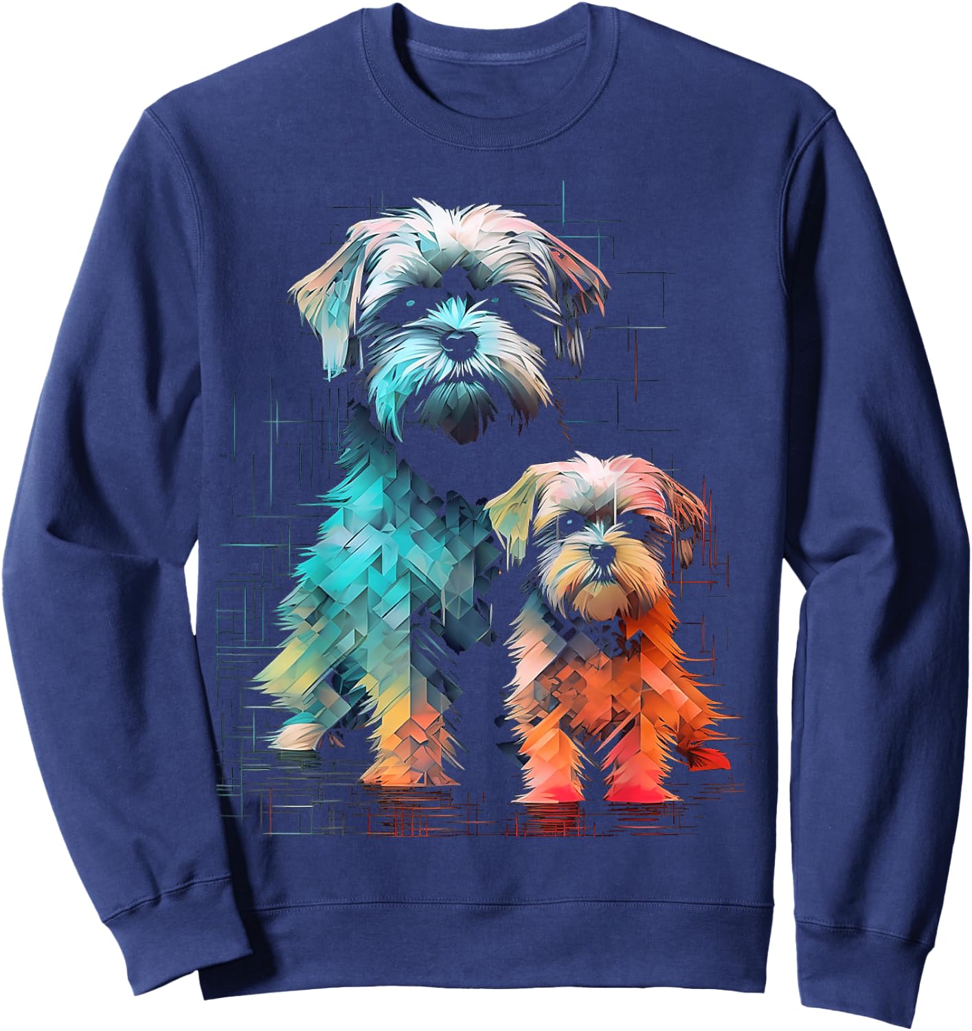 Shih Tzu Dog Geometric Polygon Art Graphic Shih Tzu Sweatshirt - Sweatshirt | Navy