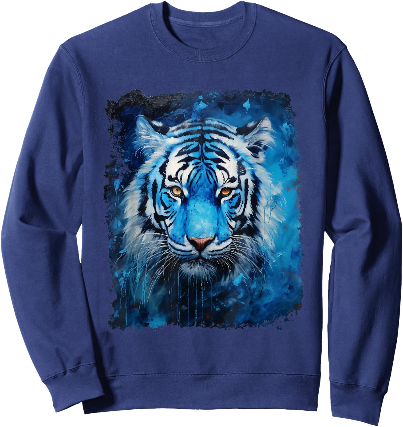 Pop Art Vintage Zoo Animal Tiger Blue Sweatshirt - Sweatshirt | Navy