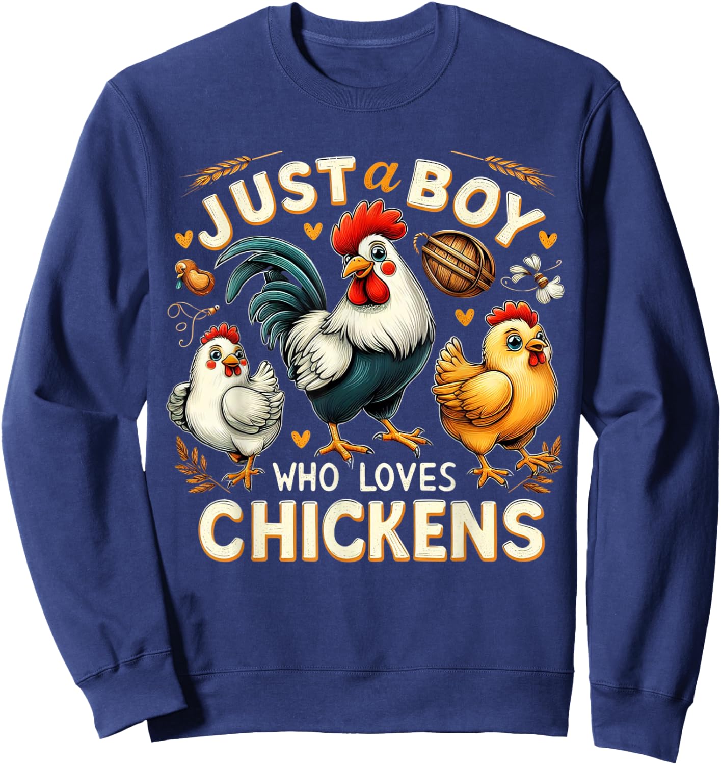 Just a boy who loves Chickens | Farm chicken animal lover Sweatshirt - Sweatshirt | Navy