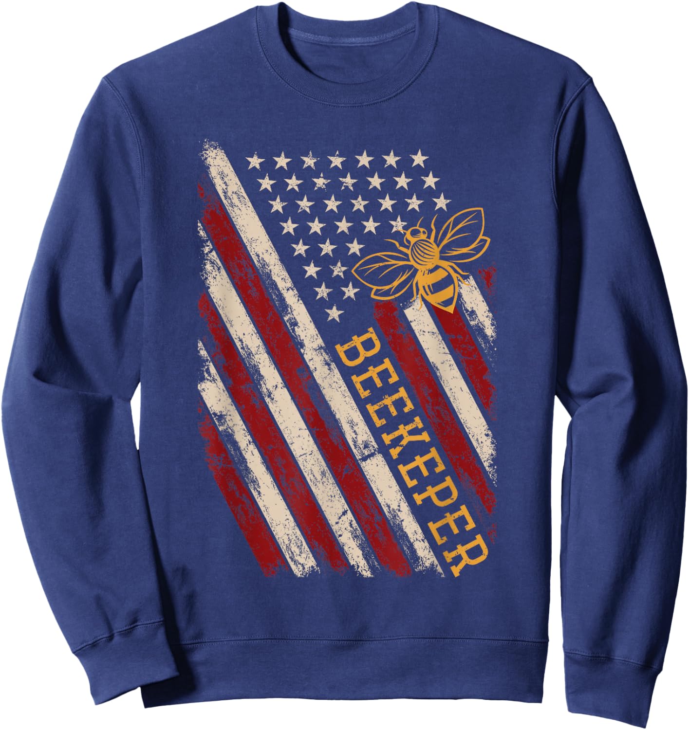 Patriotic Bee Whisperer 4th of July Gift USA Flag Beekeeper Sweatshirt - Sweatshirt | Navy