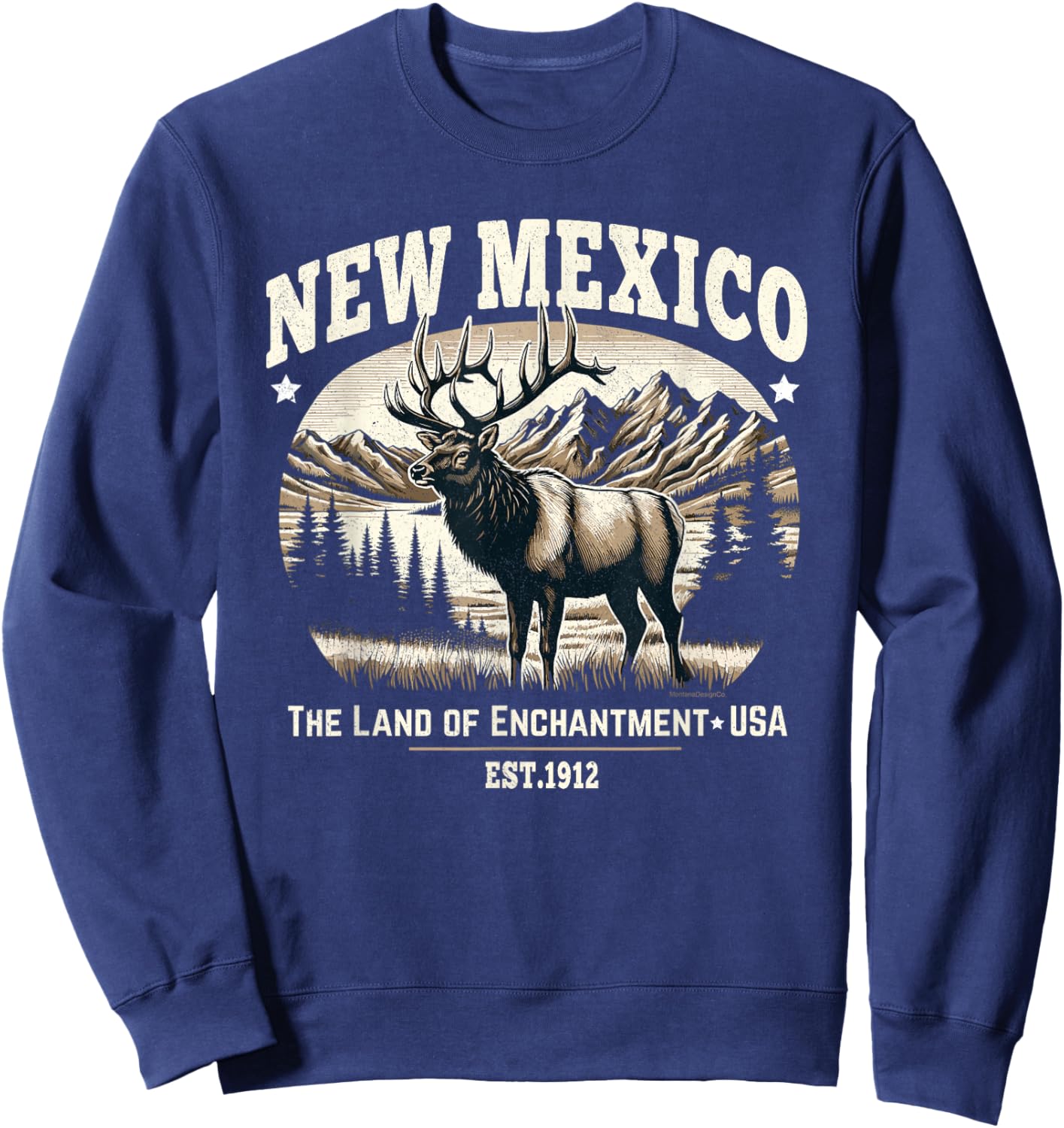 New Mexico Rocky Mountain Elk, Land of Enchantment Sweatshirt - Sweatshirt | Navy