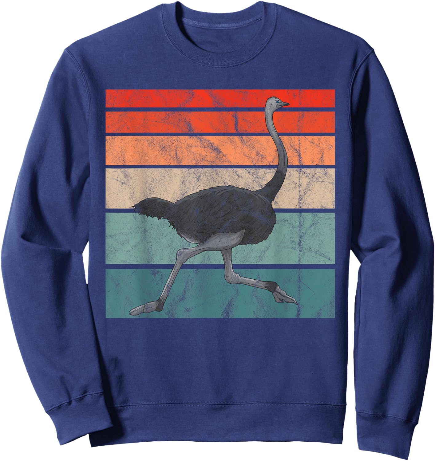 Vintage Ostrich Bird Retro Africa Sweatshirt - Sweatshirt | Navy