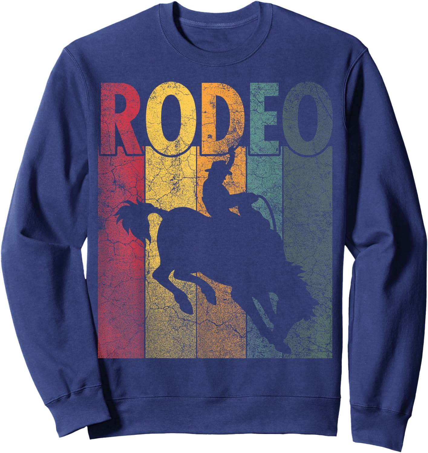Rodeo Retro Style Cowboy Horse Riding Vintage Men Women Sweatshirt - Sweatshirt | Navy