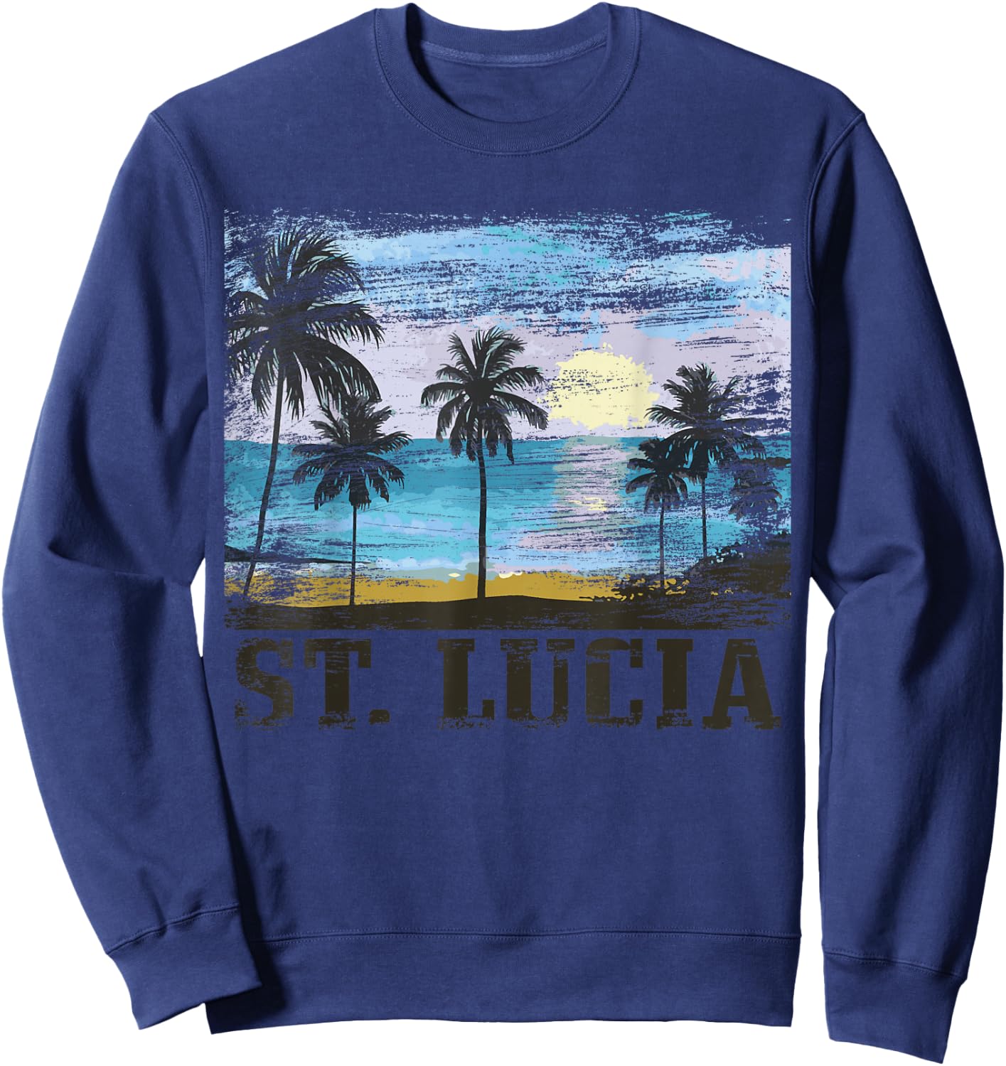 Saint Lucia Vintage Surfer Caribbean Saint Lucia Souvenir Sweatshirt - Sweatshirt | Navy