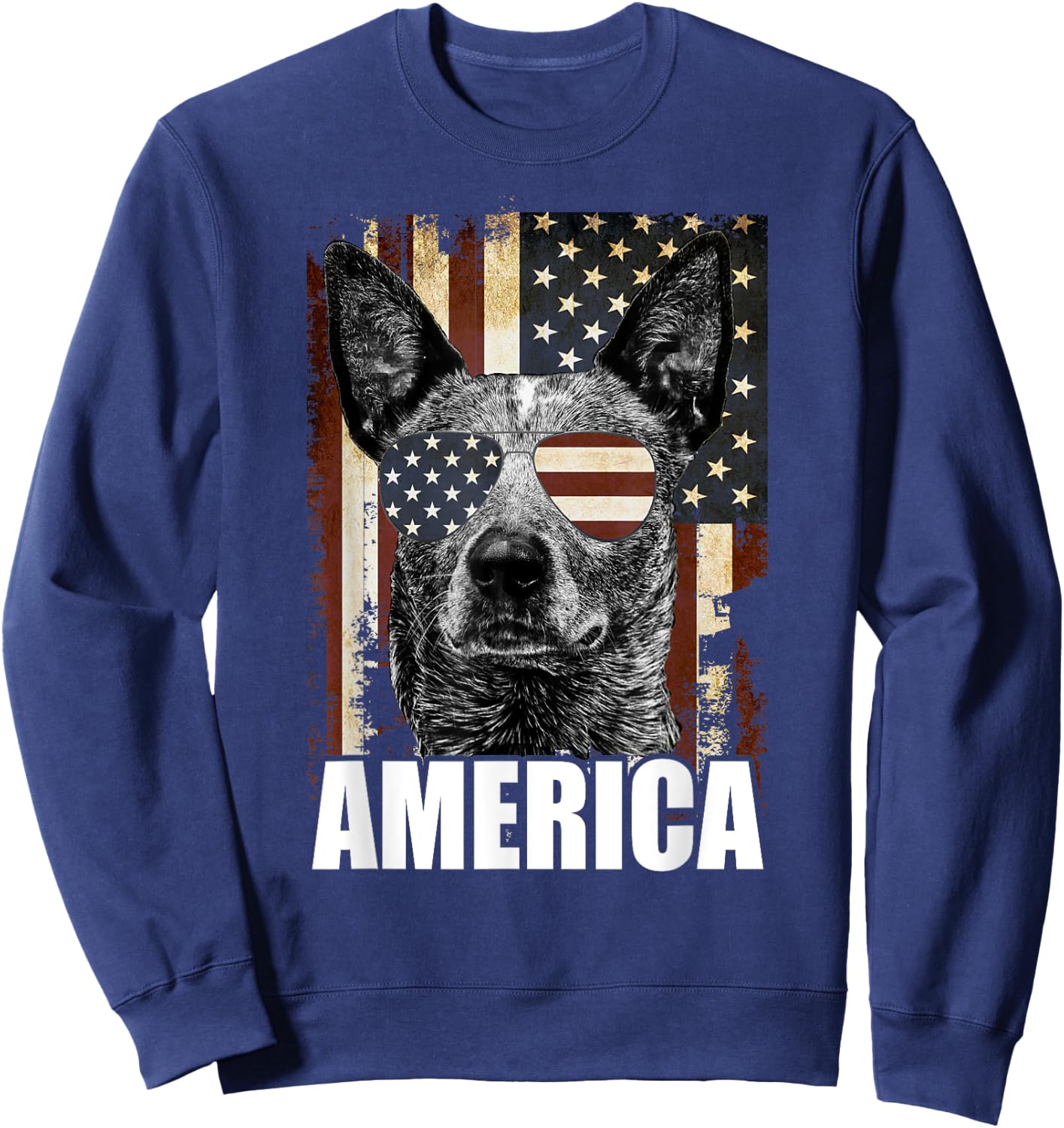4th Of July Australian Cattle Dog Lover Patriotic Merica Women Men Sweatshirt - Sweatshirt | Navy