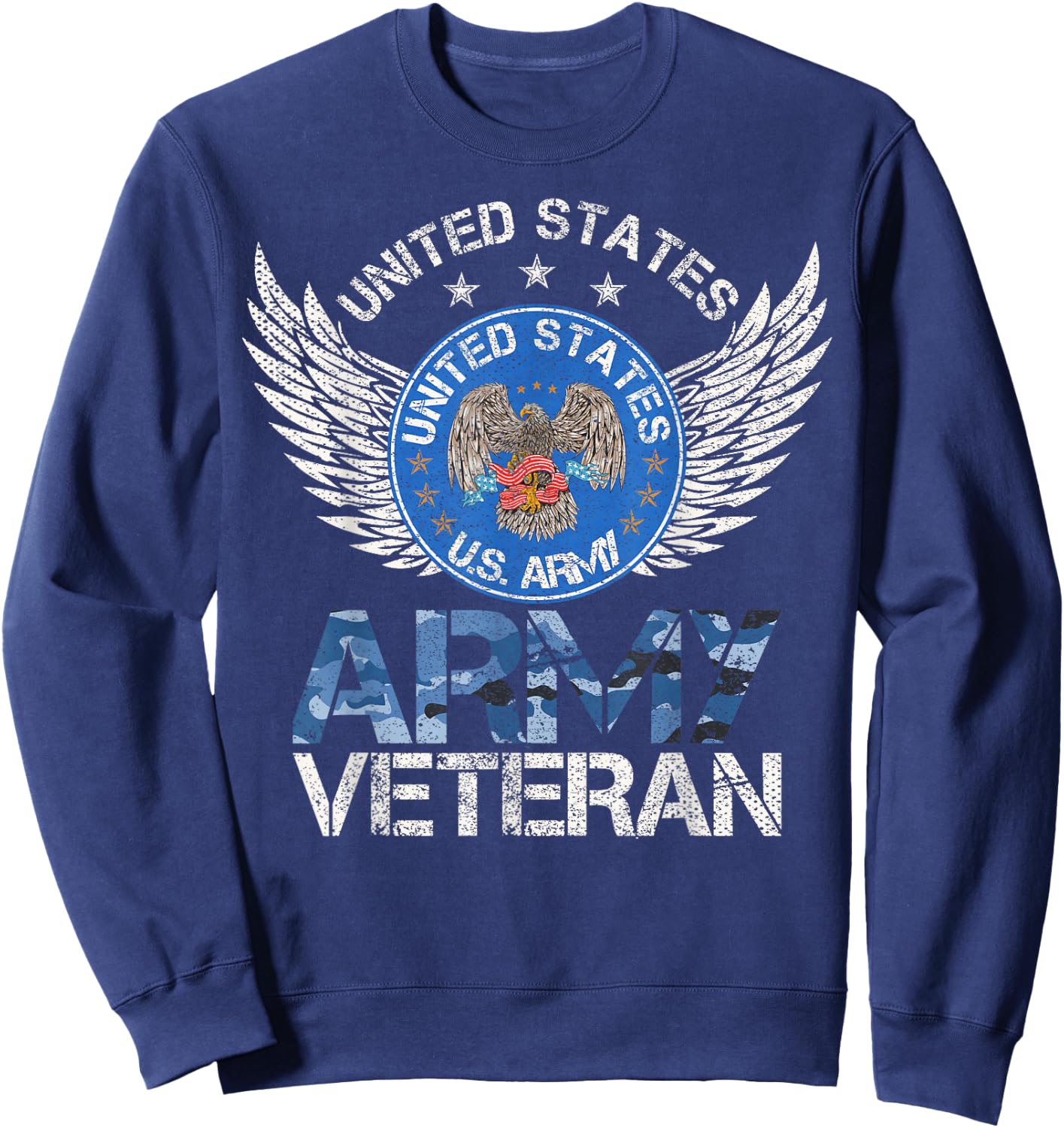 Vintage United States Army Veteran Gift U.S Military Veteran Sweatshirt - Sweatshirt | Navy