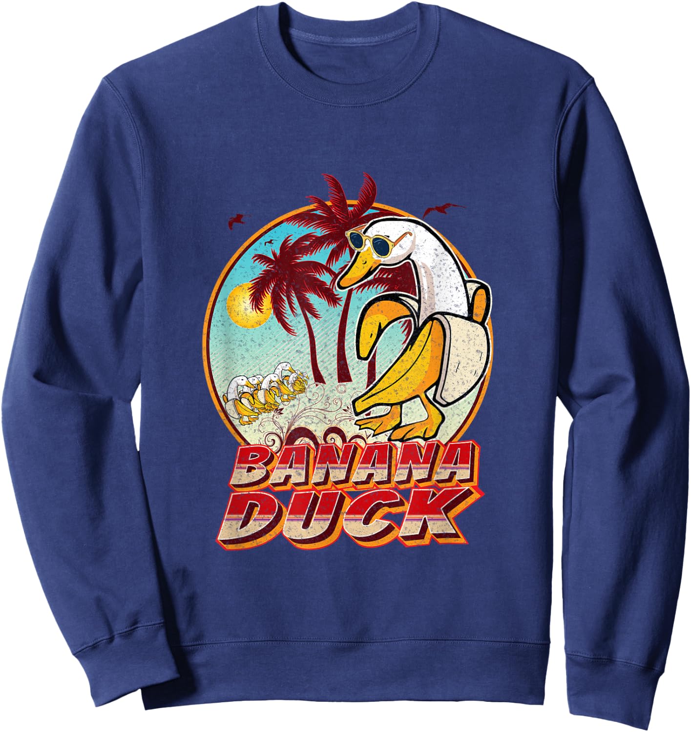 Banana Duck - - Summer Beach Vintage Retro Sweatshirt - Sweatshirt | Navy