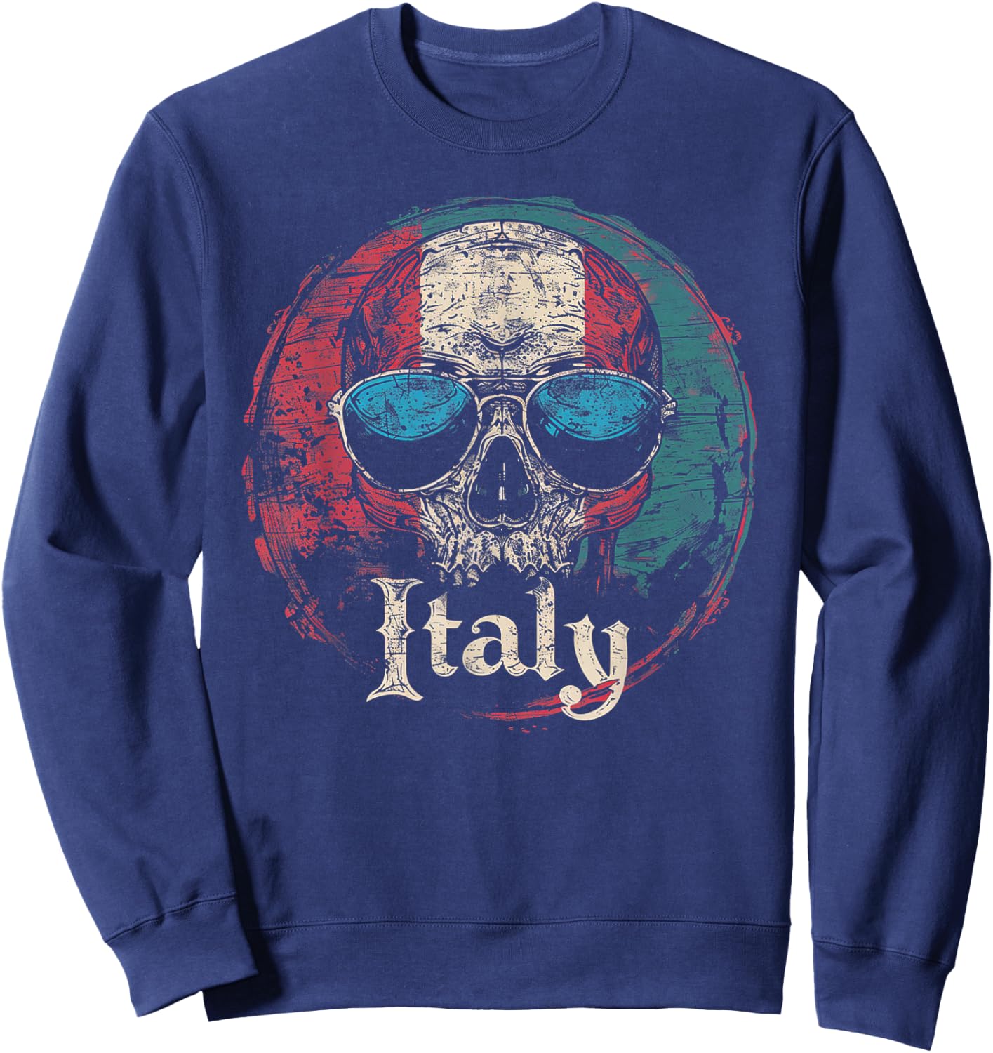 Italian Italy Flag - Skull Skeleton Vintage Country Family Sweatshirt - Sweatshirt | Navy