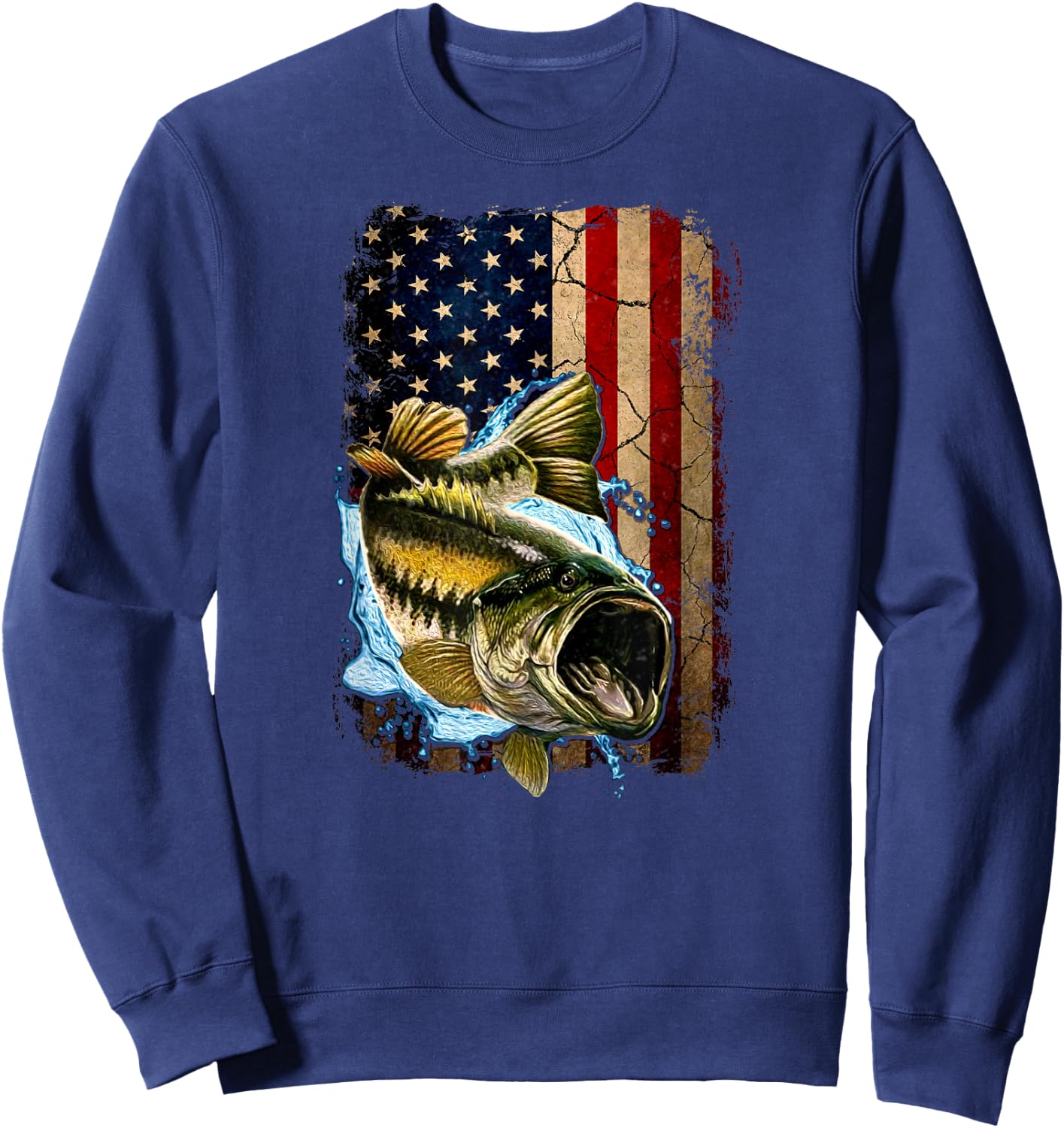 American Flag Bass Fishing For Fisherman Fish Fishing Sweatshirt - Sweatshirt | Navy