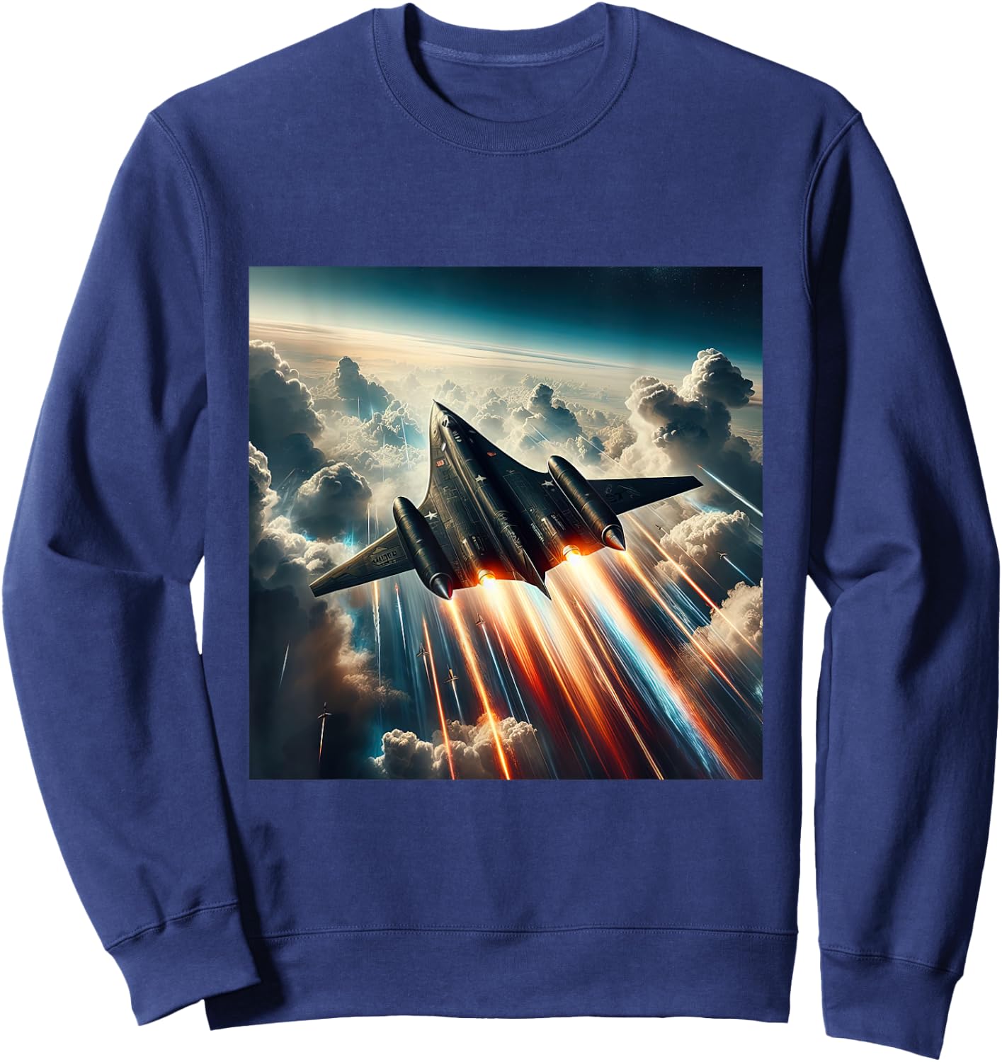 SR 71 Blackbird Fighter Jet Military Aircraft Sweatshirt - Sweatshirt | Navy