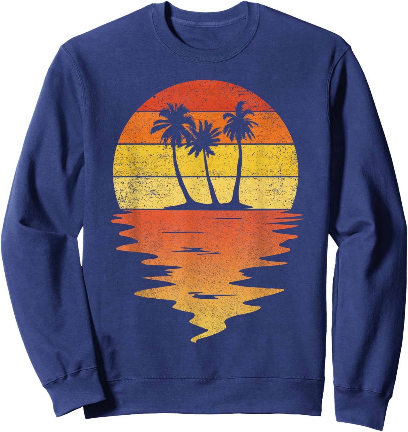 Palm Trees Shirt Retro Sunset 70s Vintage Palm Trees Sweatshirt - Sweatshirt | Navy