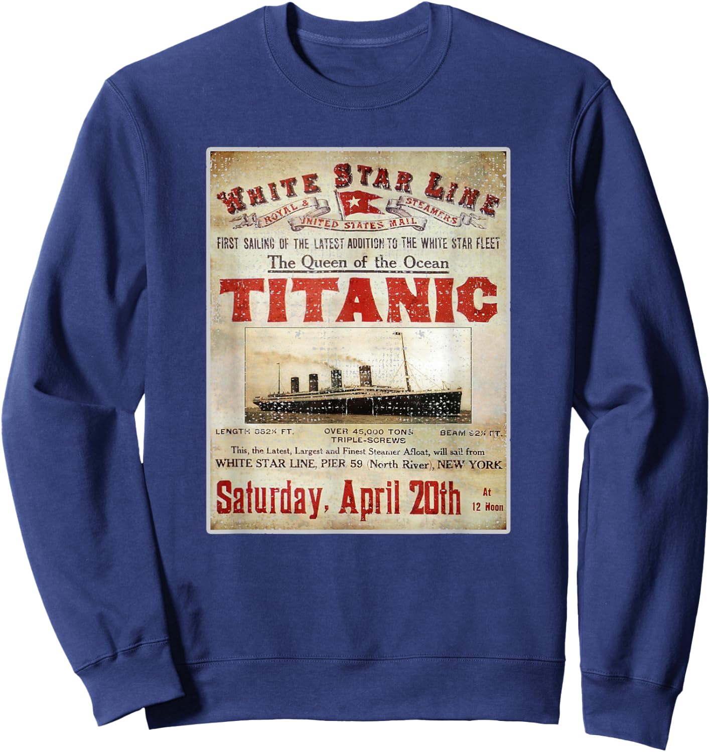 Vintage Titanic Swim Team 1912 Gifts Swimming Cruise Lovers Sweatshirt - Sweatshirt | Navy