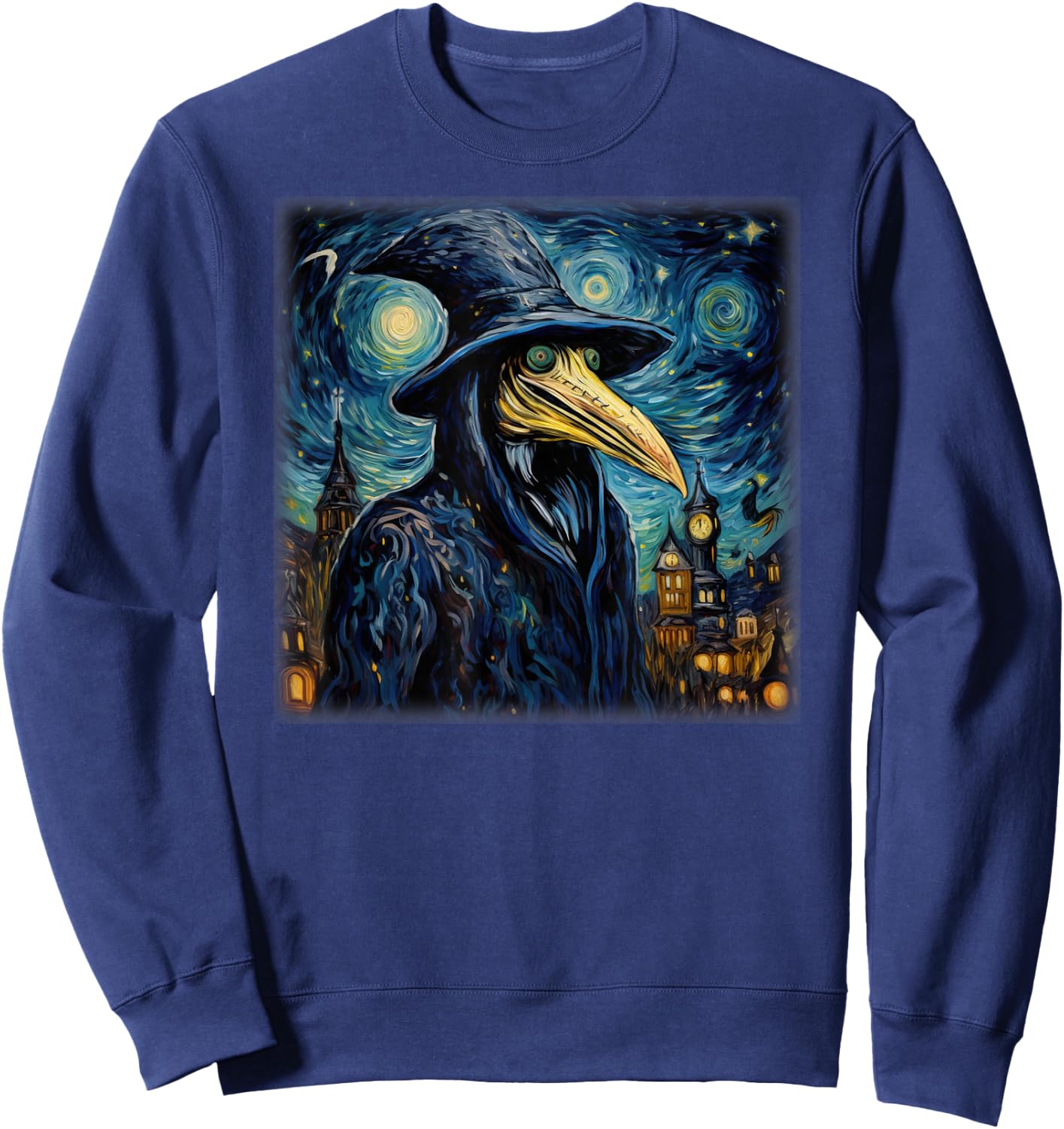Funny Plague Doctor Starry Night Van Gogh leeches medical Sweatshirt - Sweatshirt | Navy