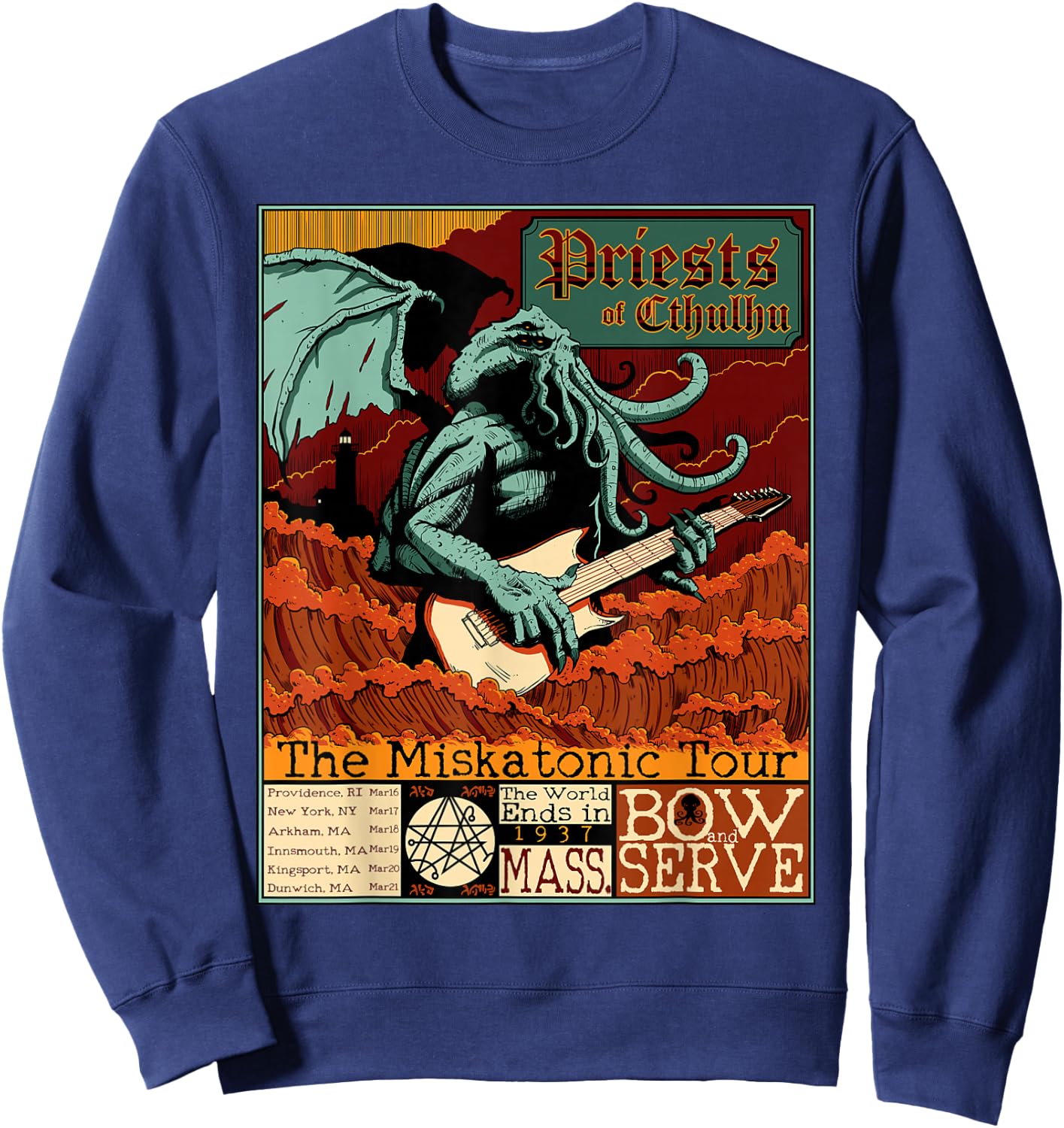 Miskatonic Cthulhu Great Rock Cosmic Horror Metal Concert Sweatshirt - Sweatshirt | Navy