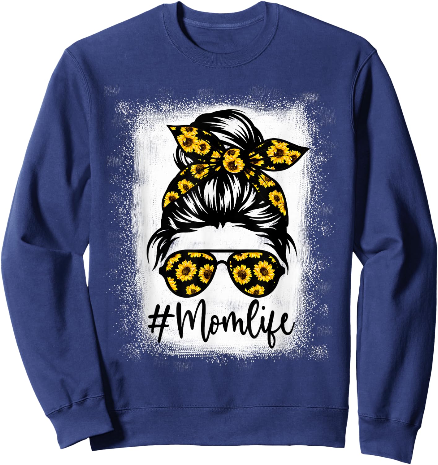 Bleached Sunflower Mom Life for Mother's Day Sweatshirt - Sweatshirt | Navy