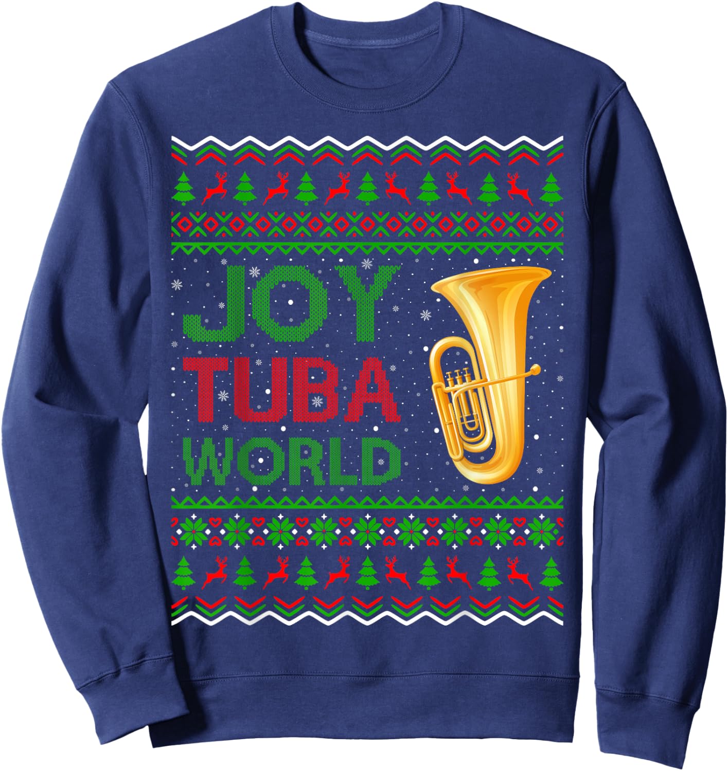 Joy Tuba World Music Lover Xmas Gift Ugly Tuba Christmas Sweatshirt - Sweatshirt | Navy