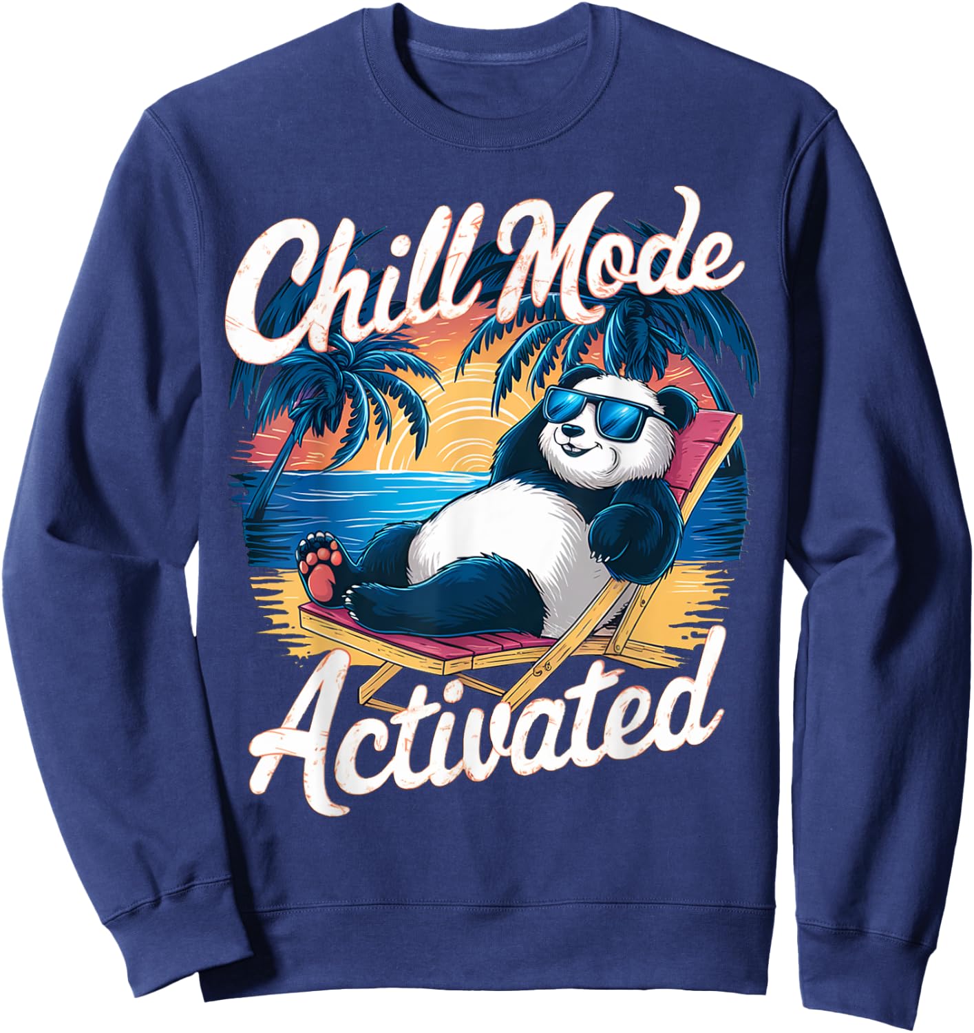 Panda Wearing Sunglass Chill Mode Activated, Summer Women Kids Sweatshirt - Sweatshirt | Navy