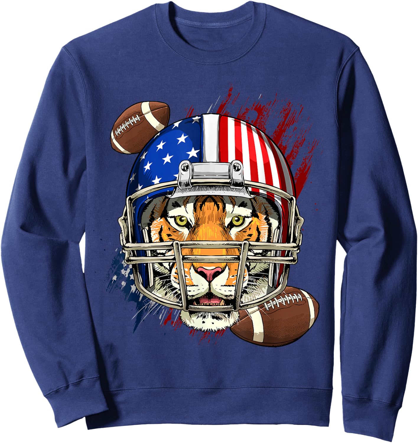 Tiger American Football Tiger Lovers USA Flag Sweatshirt - Sweatshirt | Navy