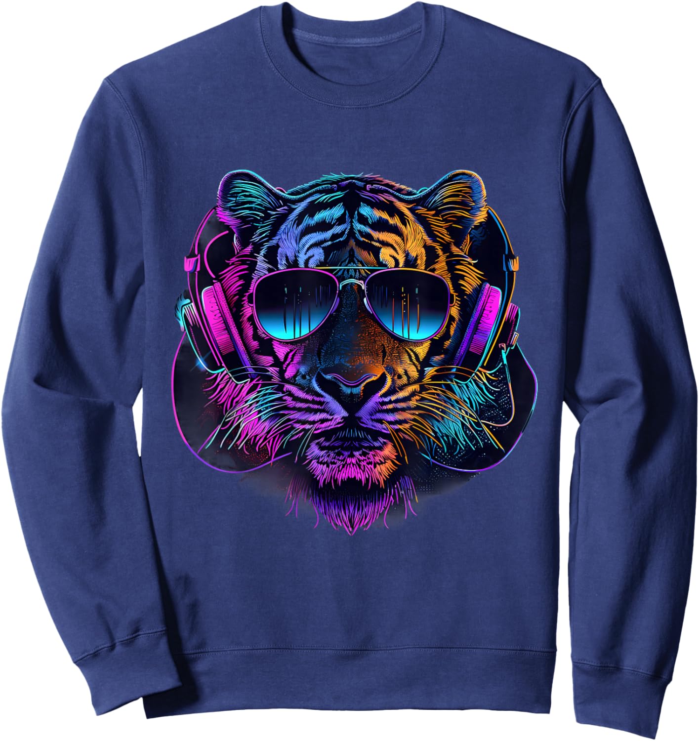 DJ Tiger House Music Headphones Music Producer Beatmaker Sweatshirt - Sweatshirt | Navy