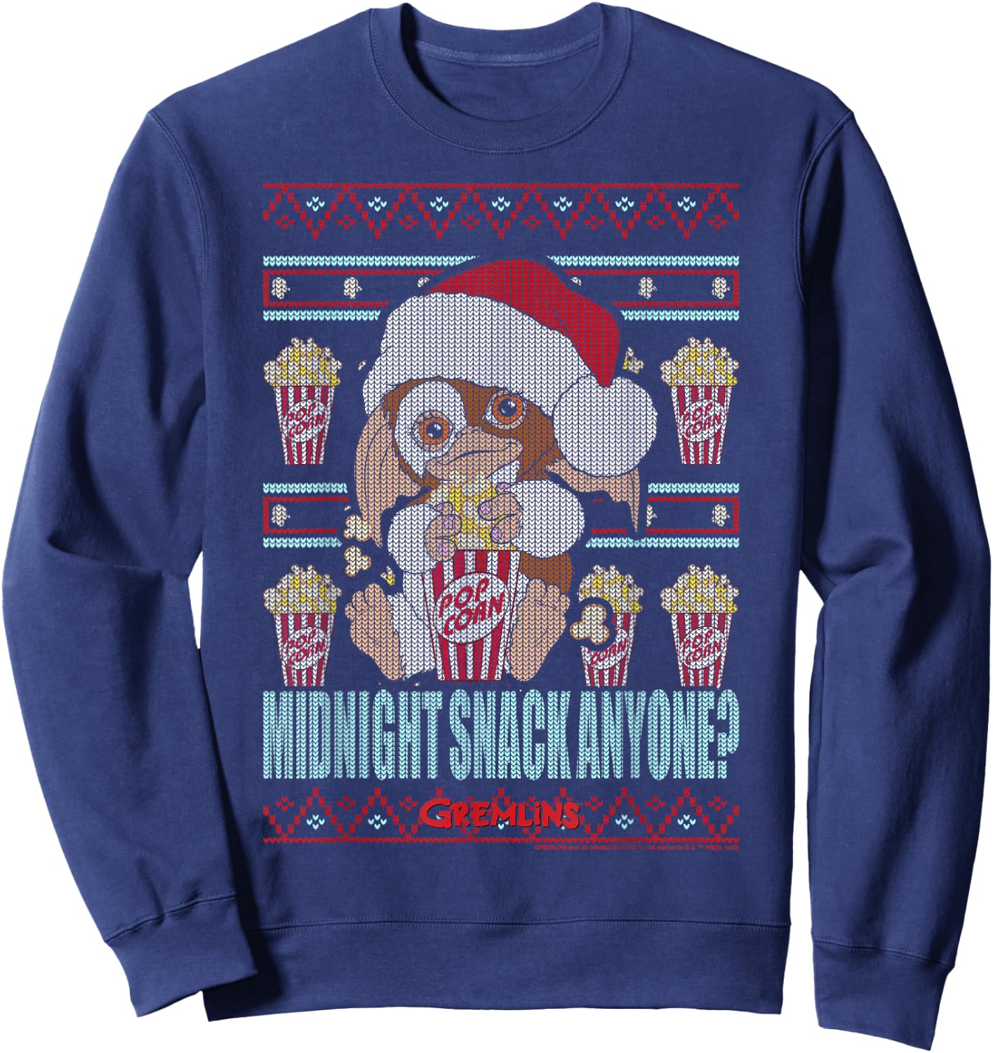 Gremlins Christmas Midnight Snack Anyone Ugly Sweater Sweatshirt - Sweatshirt | Navy