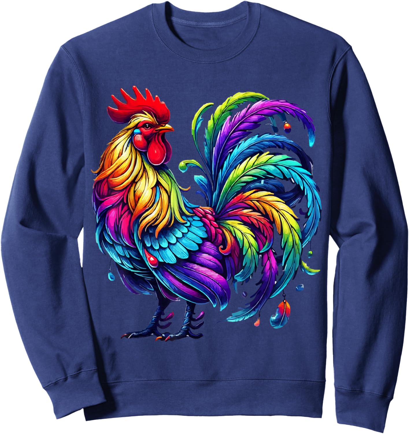Chicken Colourful Art Animal Graphic Motif Chicken Sweatshirt - Sweatshirt | Navy