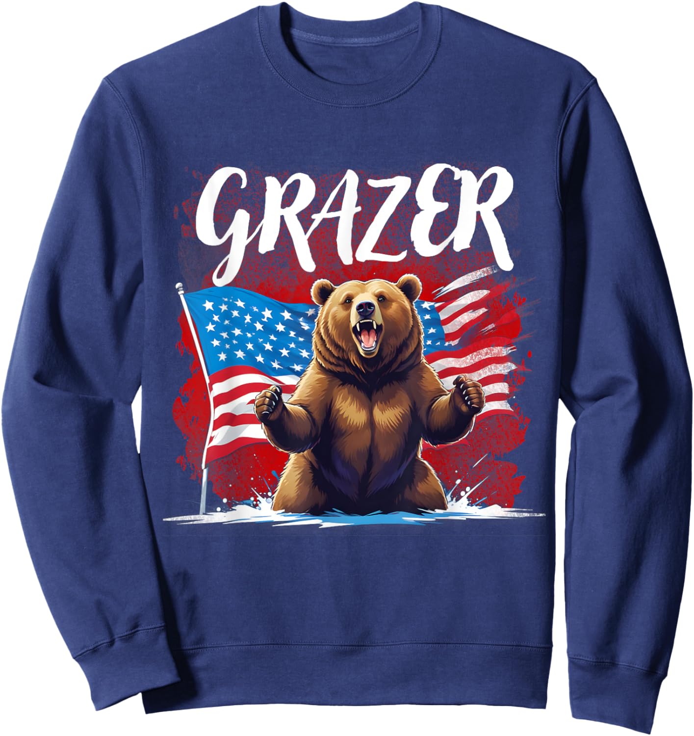 Grazer bear Men Women patriotic design Sweatshirt - Sweatshirt | Navy