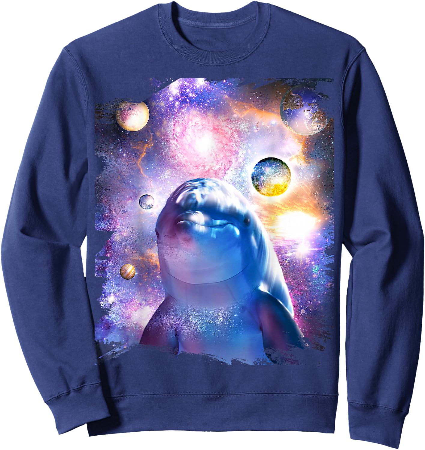 Galaxy Dolphin - Dolphins in Space Sweatshirt - Sweatshirt | Navy