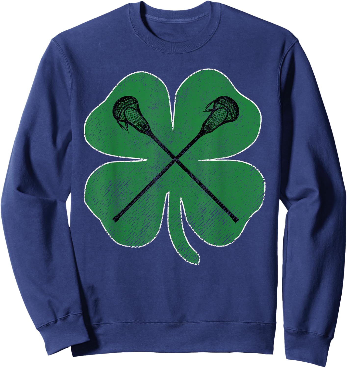 St Patrick's Day Green Shamrock Lacrosse Irish Men Boys Sweatshirt - Sweatshirt | Navy