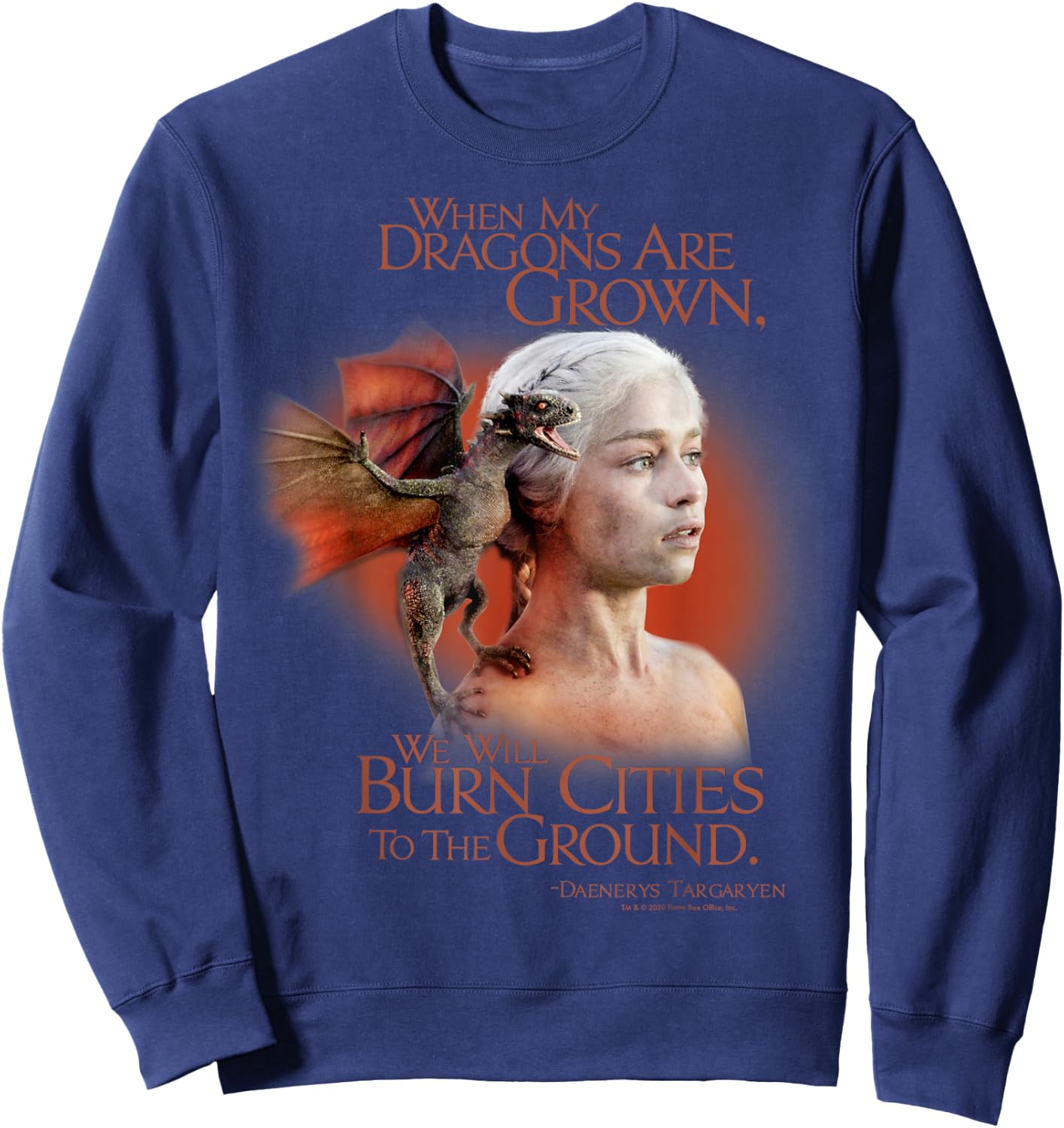 Game of Thrones Daenerys We Will Burn Cities Sweatshirt - Sweatshirt | Navy