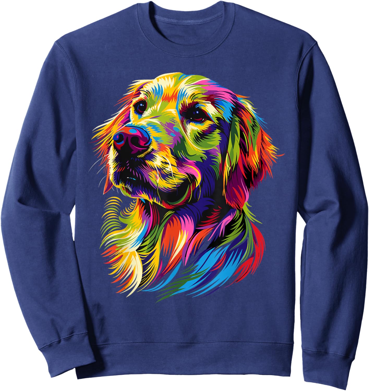 Golden Retriever Dog Colorful Pop Art Rainbow Colors Dogs Sweatshirt - Sweatshirt | Navy