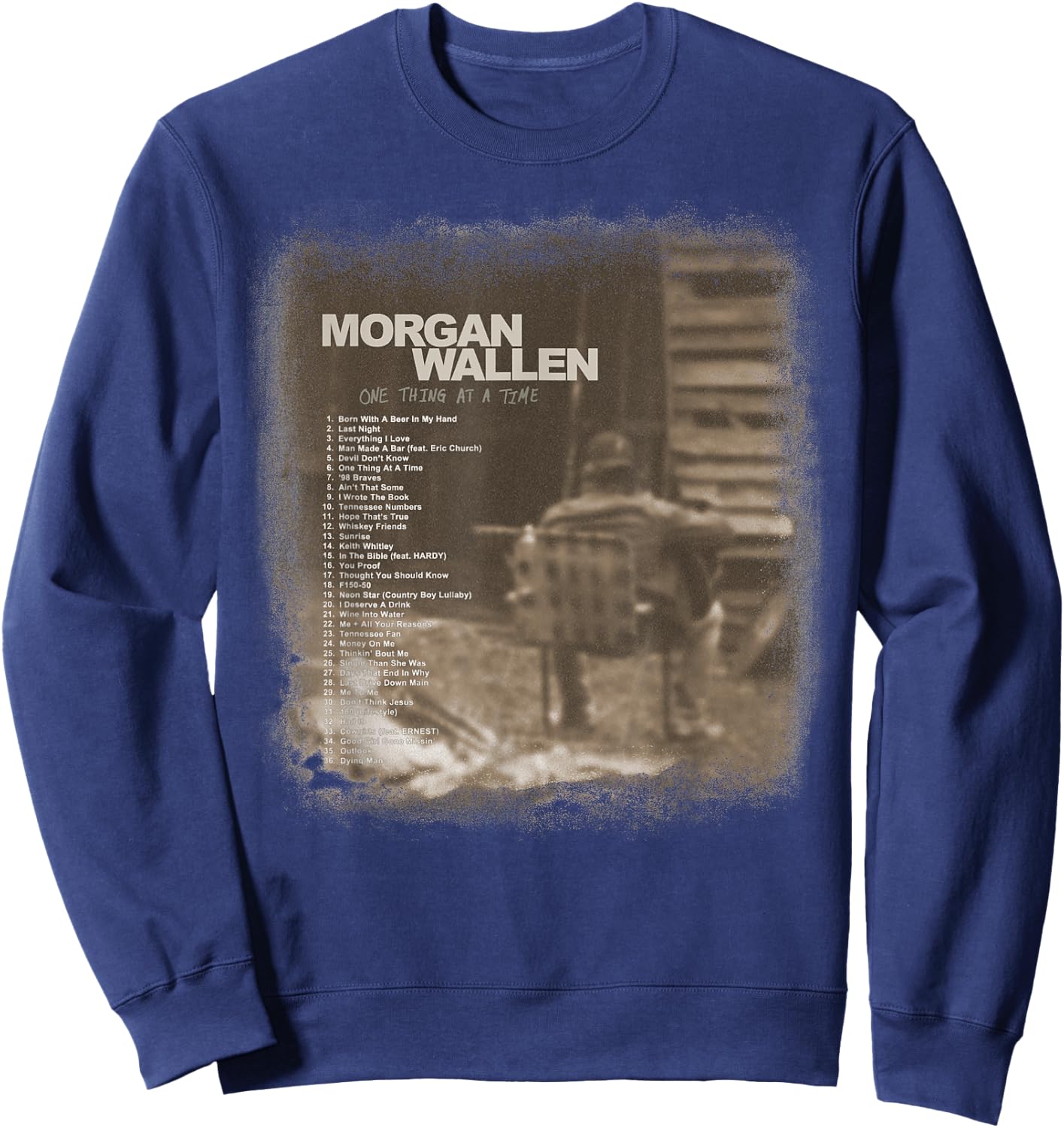 Official Morgan Wallen Tracklist Sweatshirt - Sweatshirt | Navy