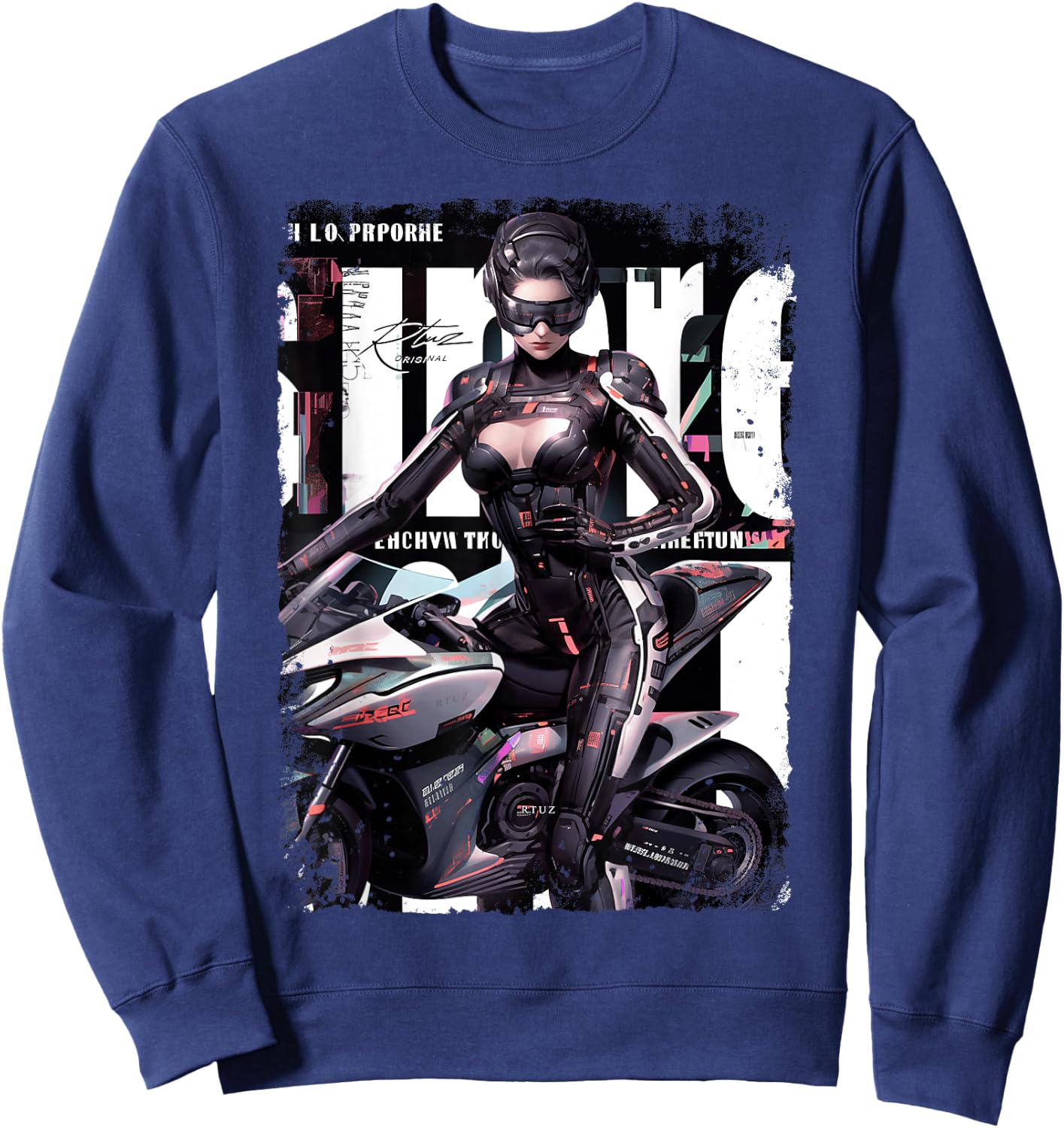 Supersport bike Superbike Pin-up girl racing motorcycle Sweatshirt - Sweatshirt | Navy