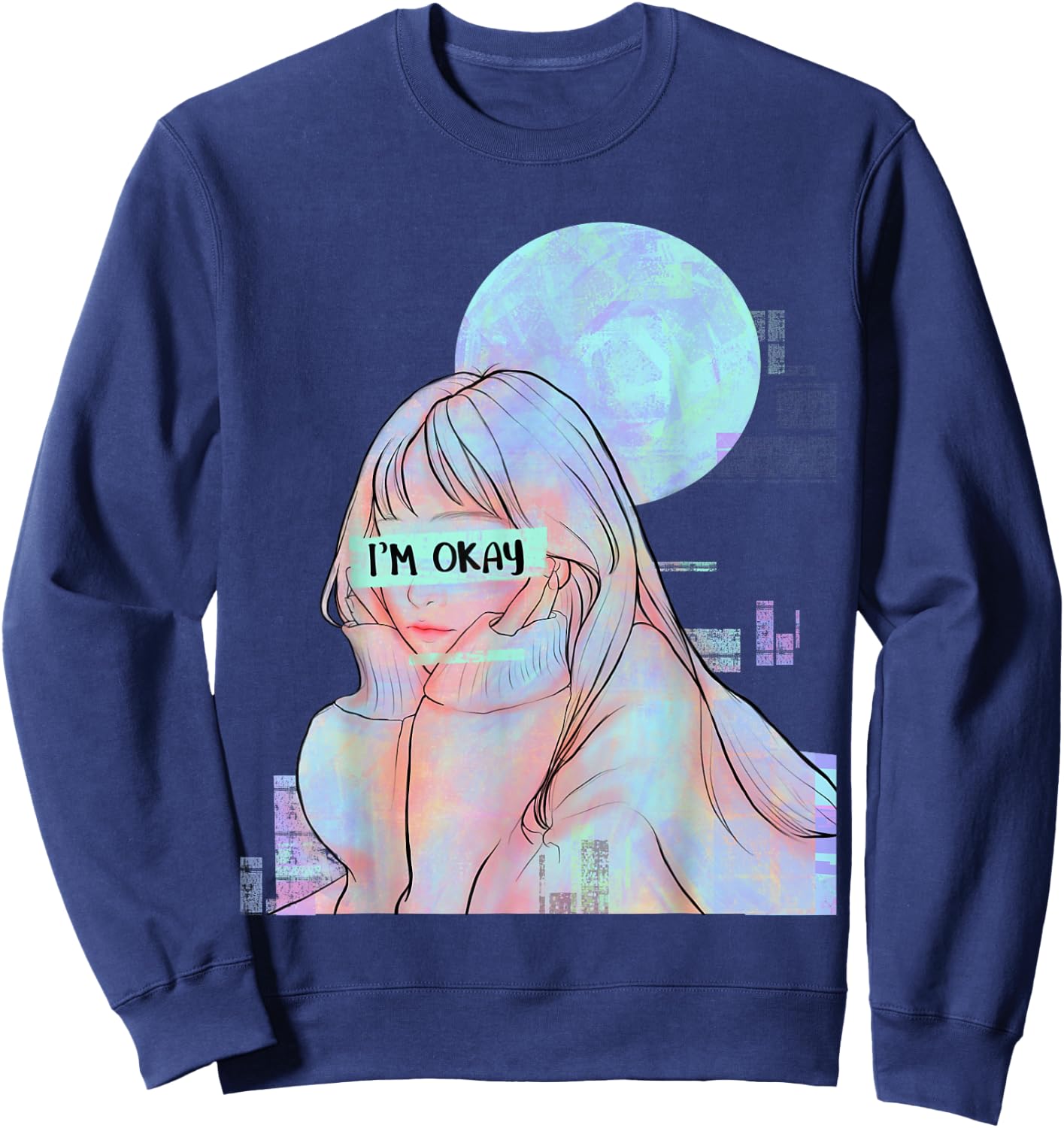 Sad Girl Japanese Anime Girl Sweatshirt - Sweatshirt | Navy