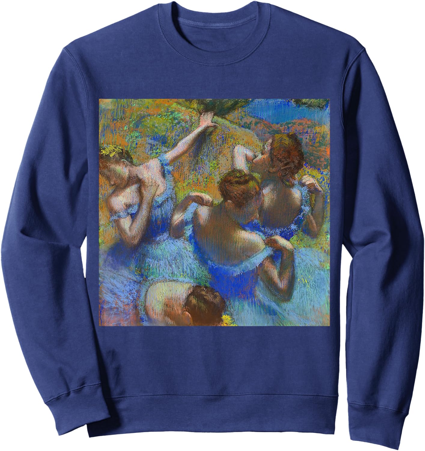 Edgar Degas Ballerina's in Blue | Ballet Impressionism Art Sweatshirt - Sweatshirt | Navy