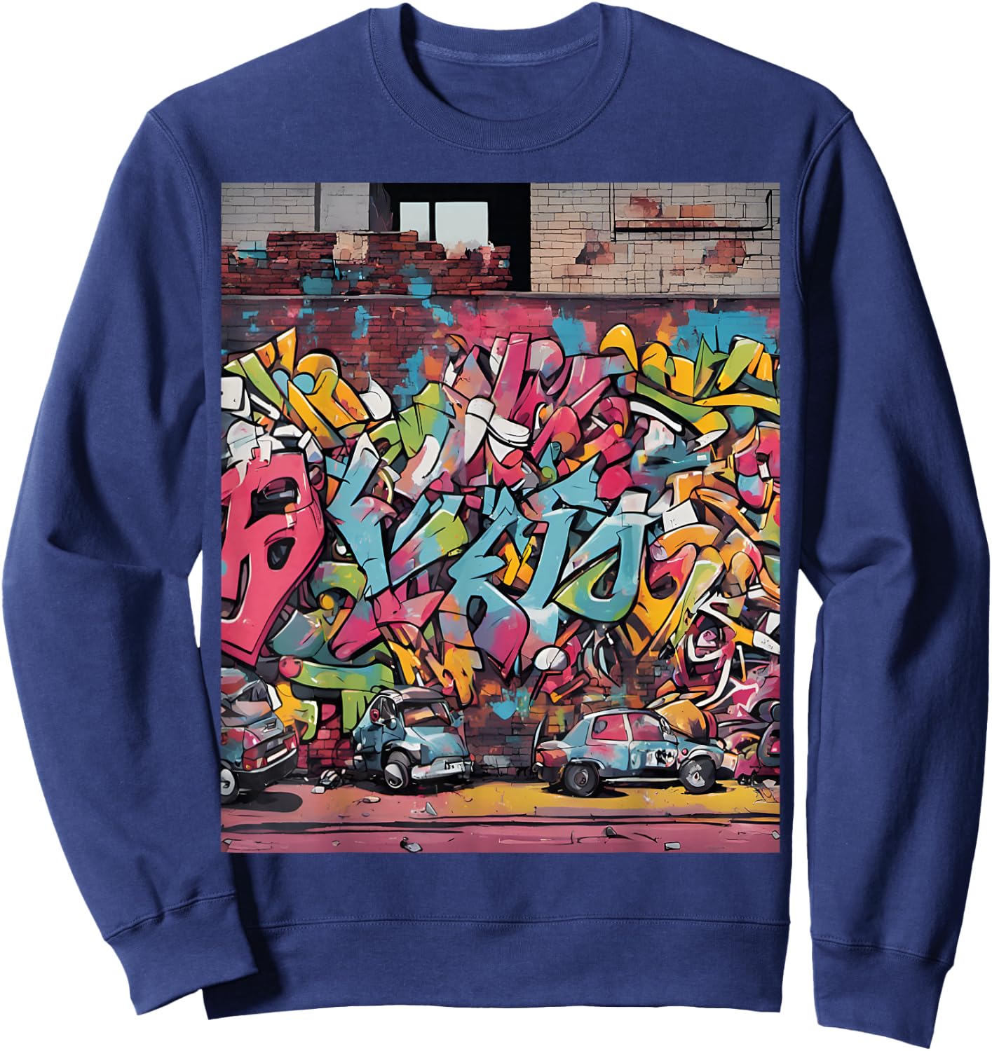 Animated Graffiti Scene Urban Art Sweatshirt - Sweatshirt | Navy