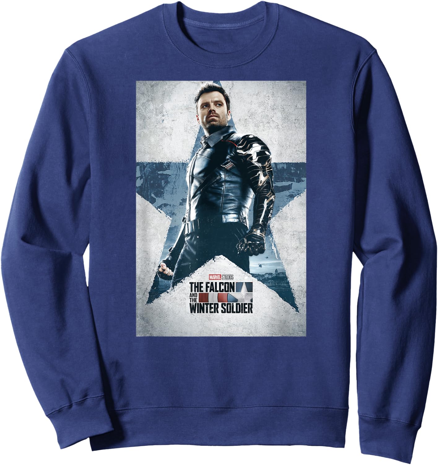 Marvel The Falcon and The Winter Soldier Bucky Barnes Poster Sweatshirt - Sweatshirt | Navy