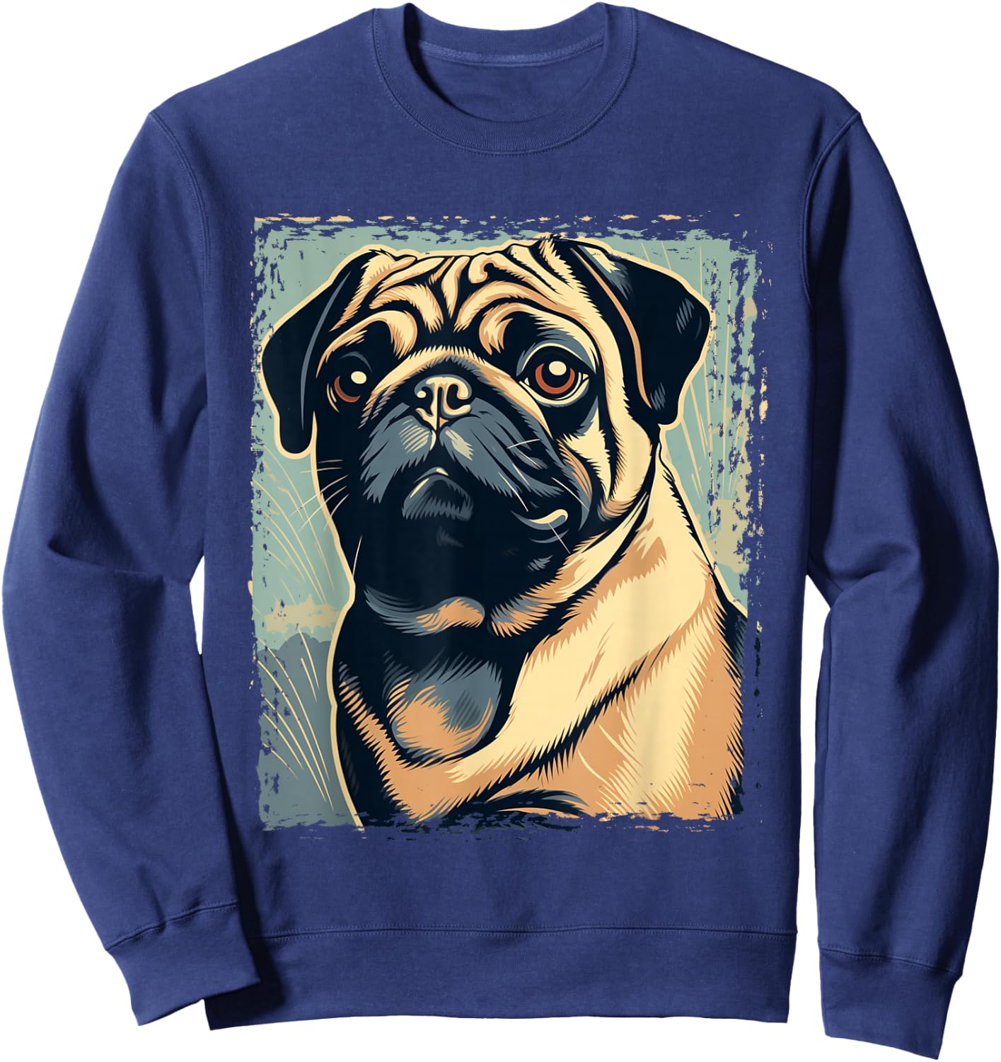 Pug Shirt Funny Pug Owner Watercolor Pug Lover Funny Sweatshirt - Sweatshirt | Navy