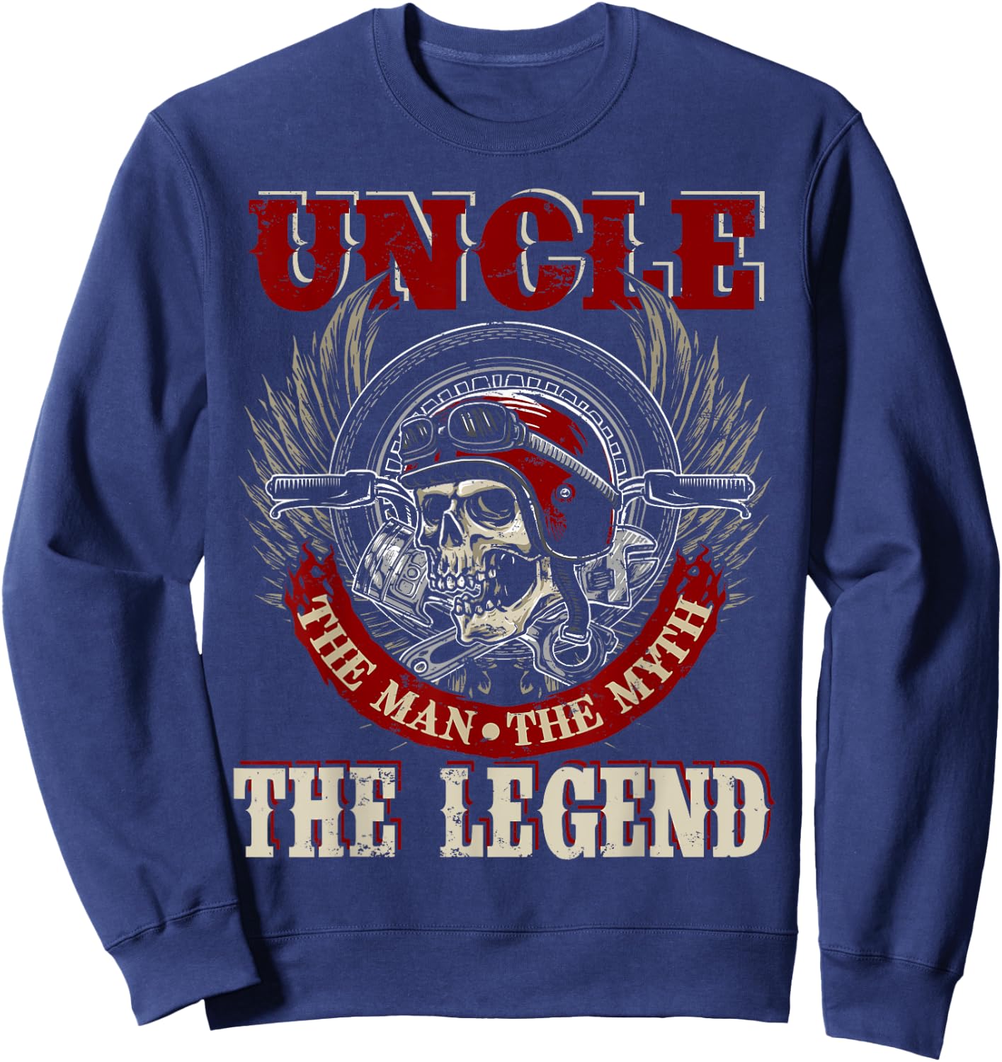 Uncle The Man The Myth Happy Fathers Day Skull Biker Lover Sweatshirt - Sweatshirt | Navy