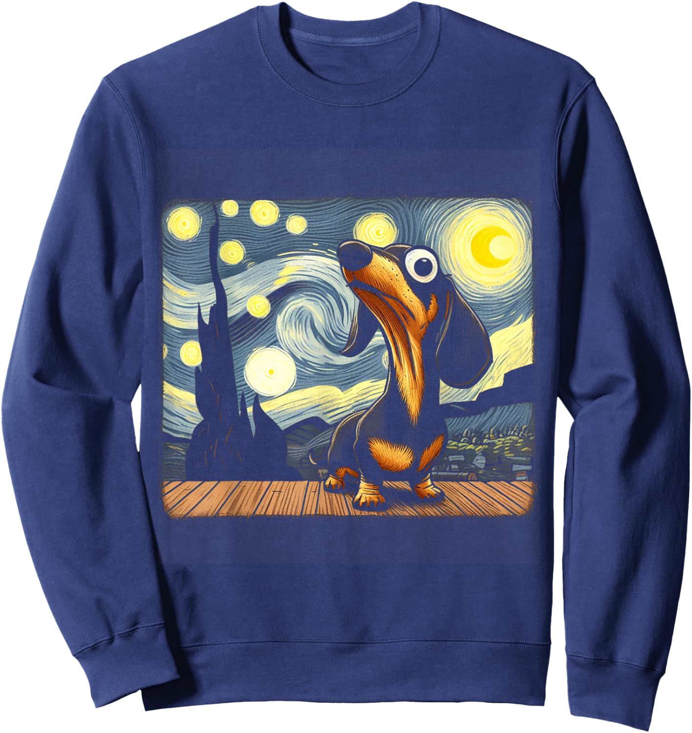 Funny Dachshunds Sausage Dogs in a Starry Night Sweatshirt - Sweatshirt | Navy