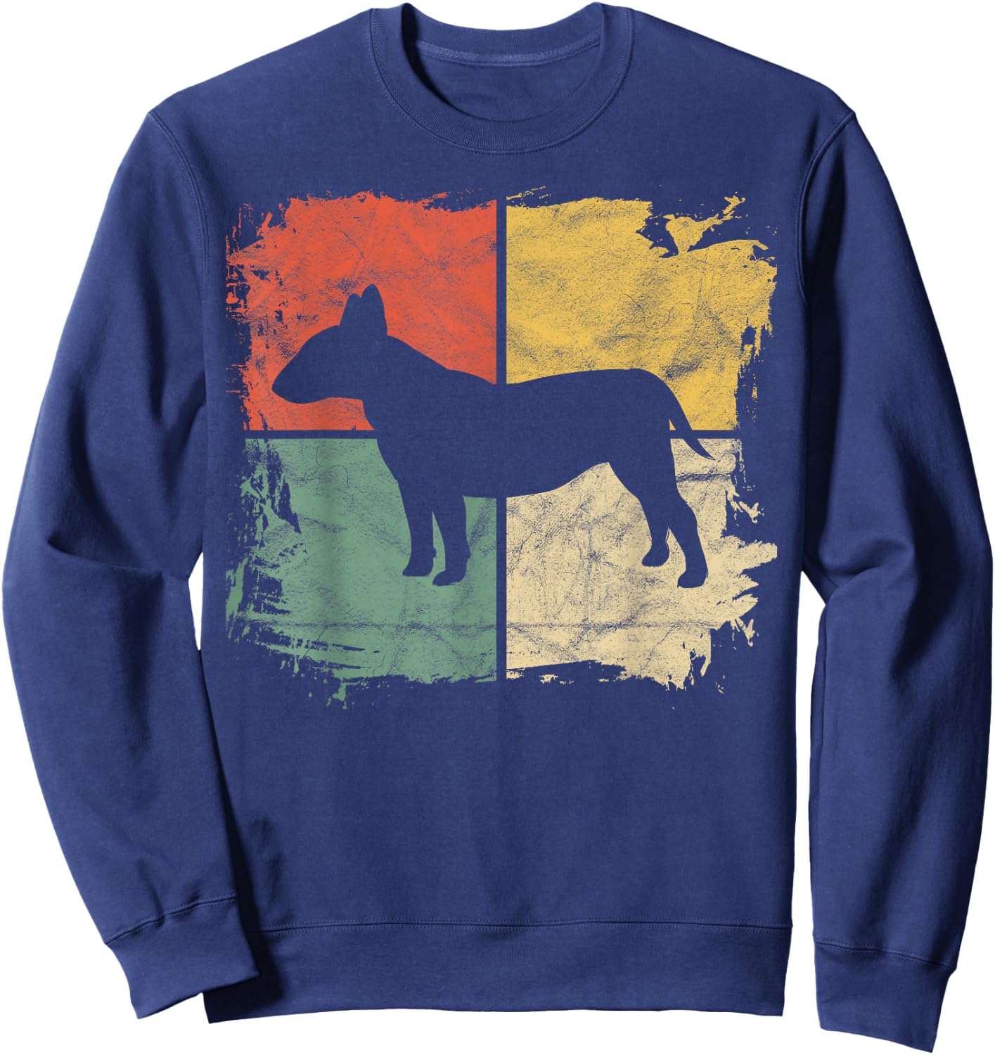 Square Retro Bull Terrier Owner Gift Dog Bully Dad Pet Mom Sweatshirt - Sweatshirt | Navy