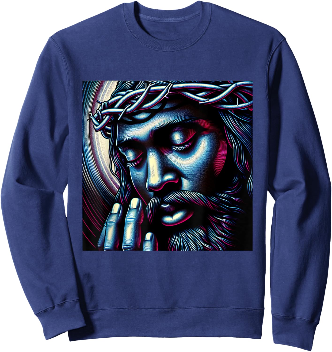 Black Jesus African American Religious Shirt Sweatshirt - Sweatshirt | Navy