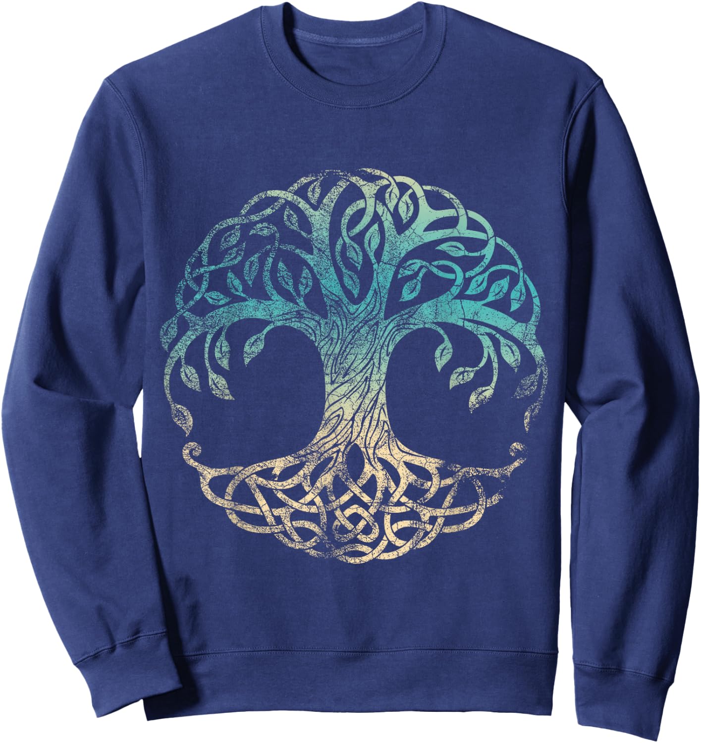 Yggdrasil Tree Of Life, Norse Viking Symbol Worn Color Sweatshirt - Sweatshirt | Navy