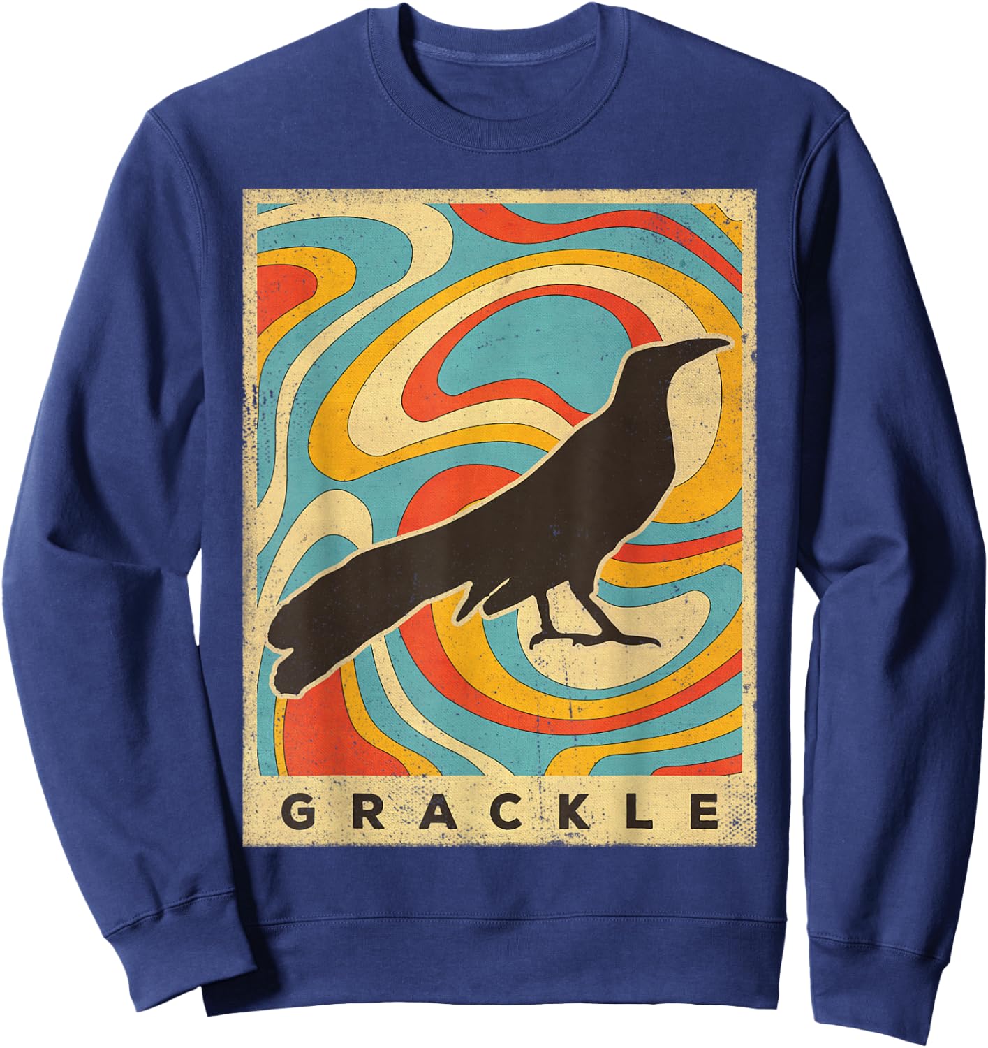 Vintage Grackle Bird Lover Animal Retro Style Sweatshirt - Sweatshirt | Navy